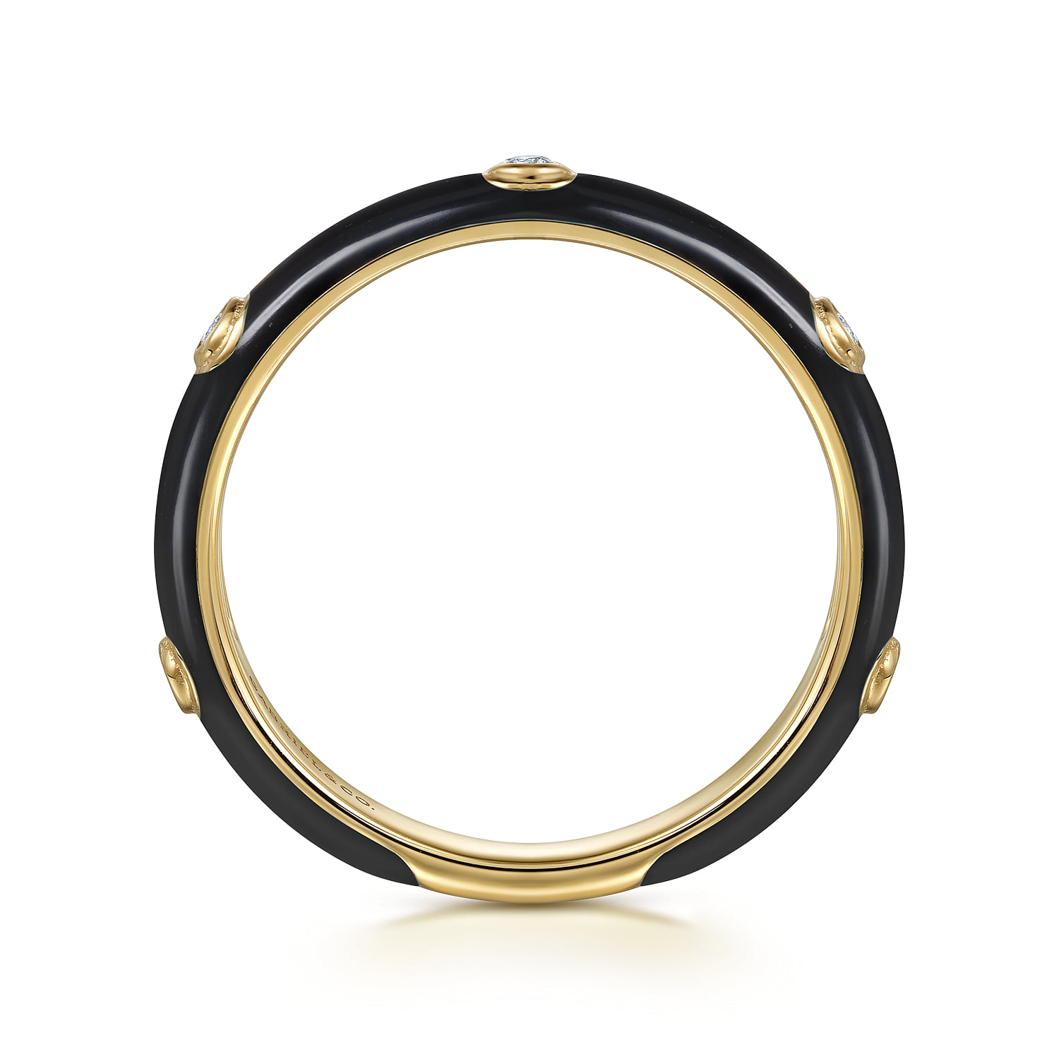 Diamond Split Stackable with Enamel in 14K Yellow Gold, photograph 2
