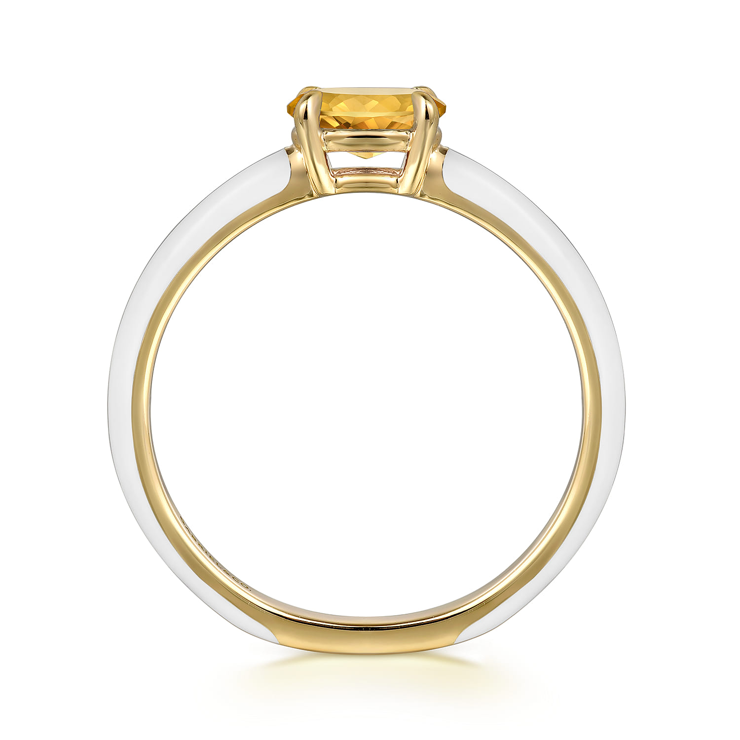 Citrine Cocktail Stackable with White Enamel in 14K Yellow Gold, photograph 2