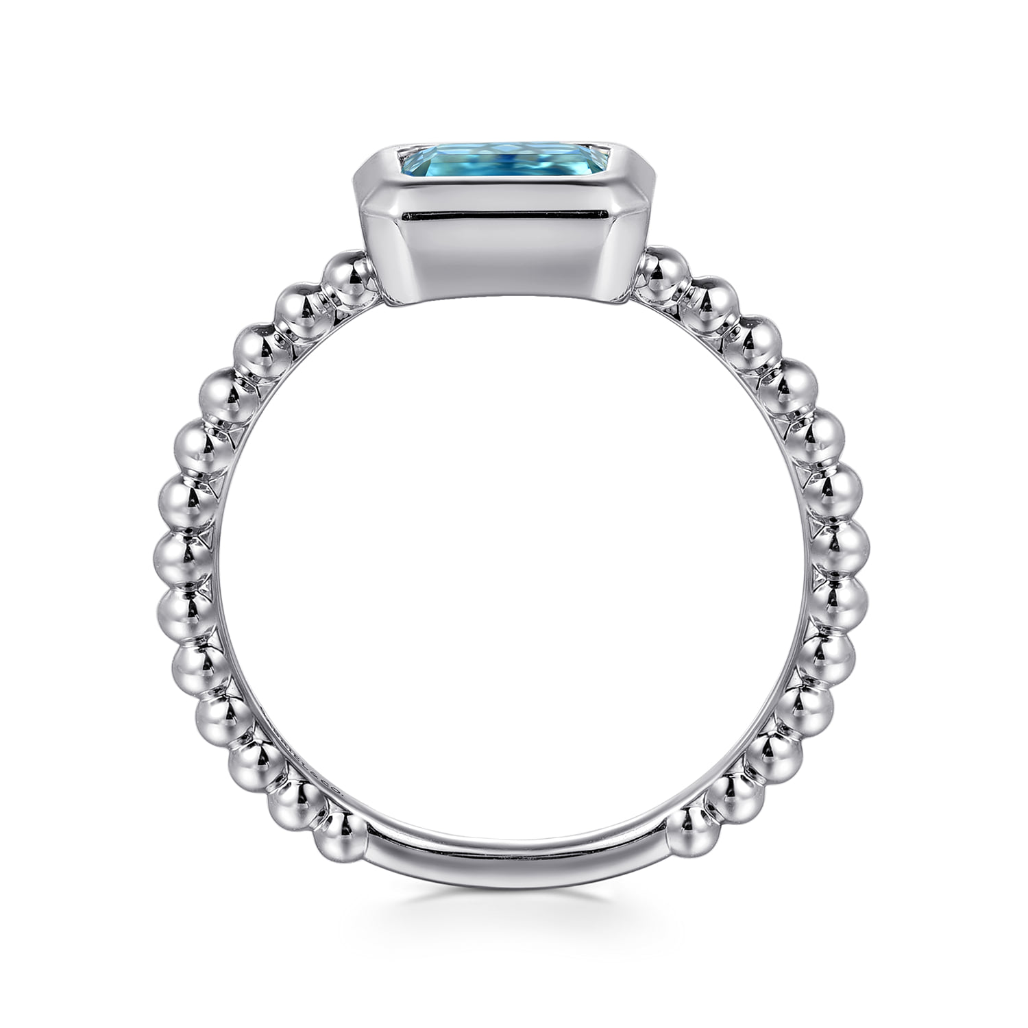 Diamond and Swiss Blue Topaz Promise Ring in 14K White Gold, photograph 2