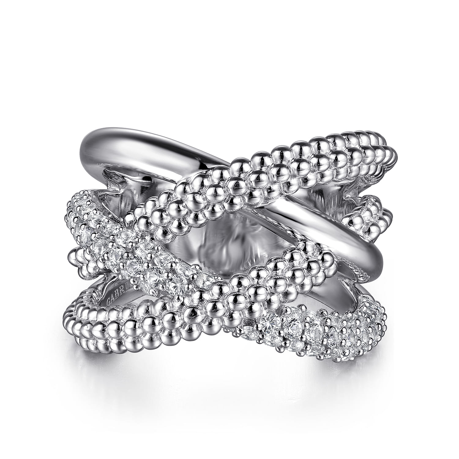 Bujukan and White Sapphire Twisted Ring in Sterling Silver