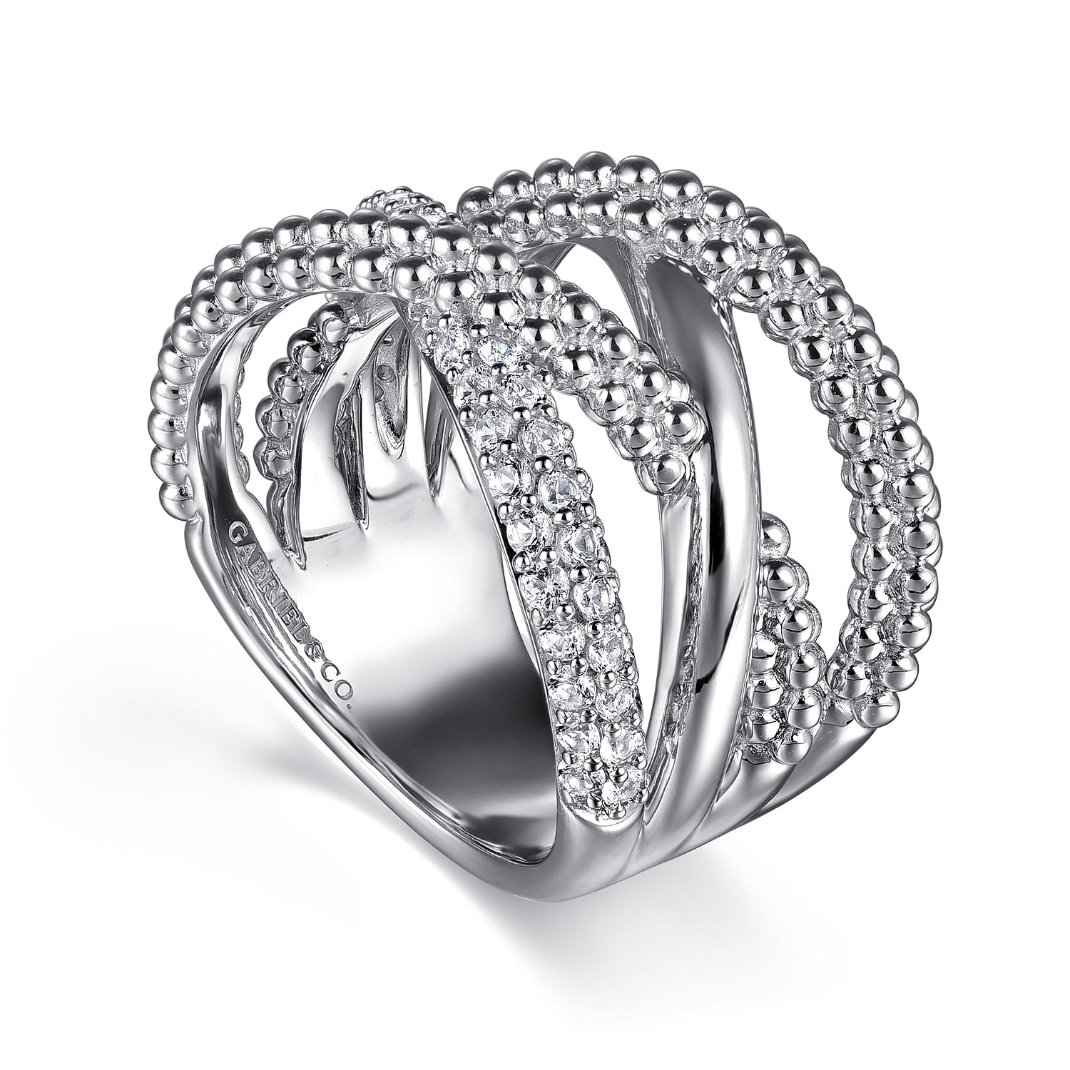 Bujukan and White Sapphire Twisted Ring in Sterling Silver, photograph 3