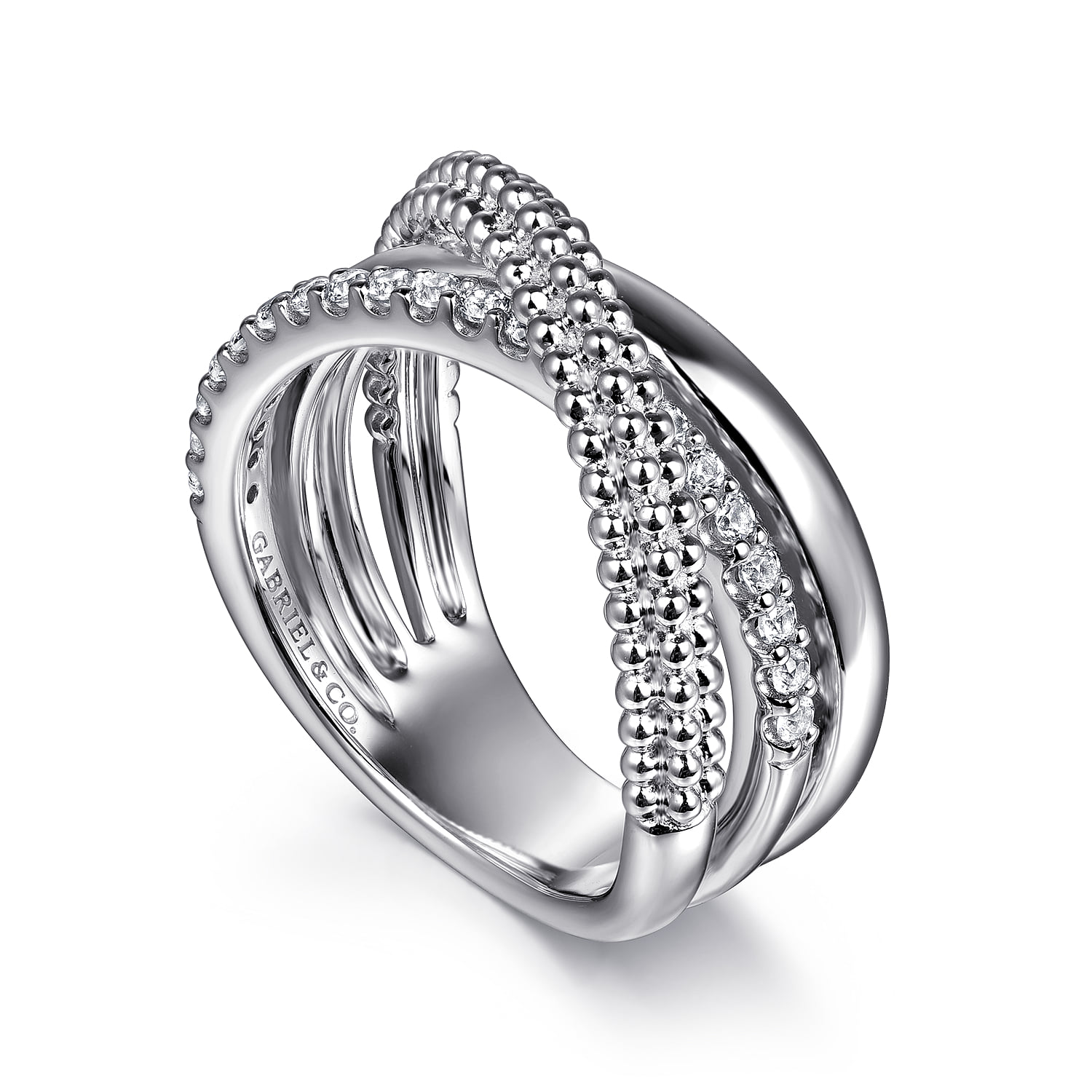 Bujukan White Sapphire Criss Cross Ring in Sterling Silver, photograph 3
