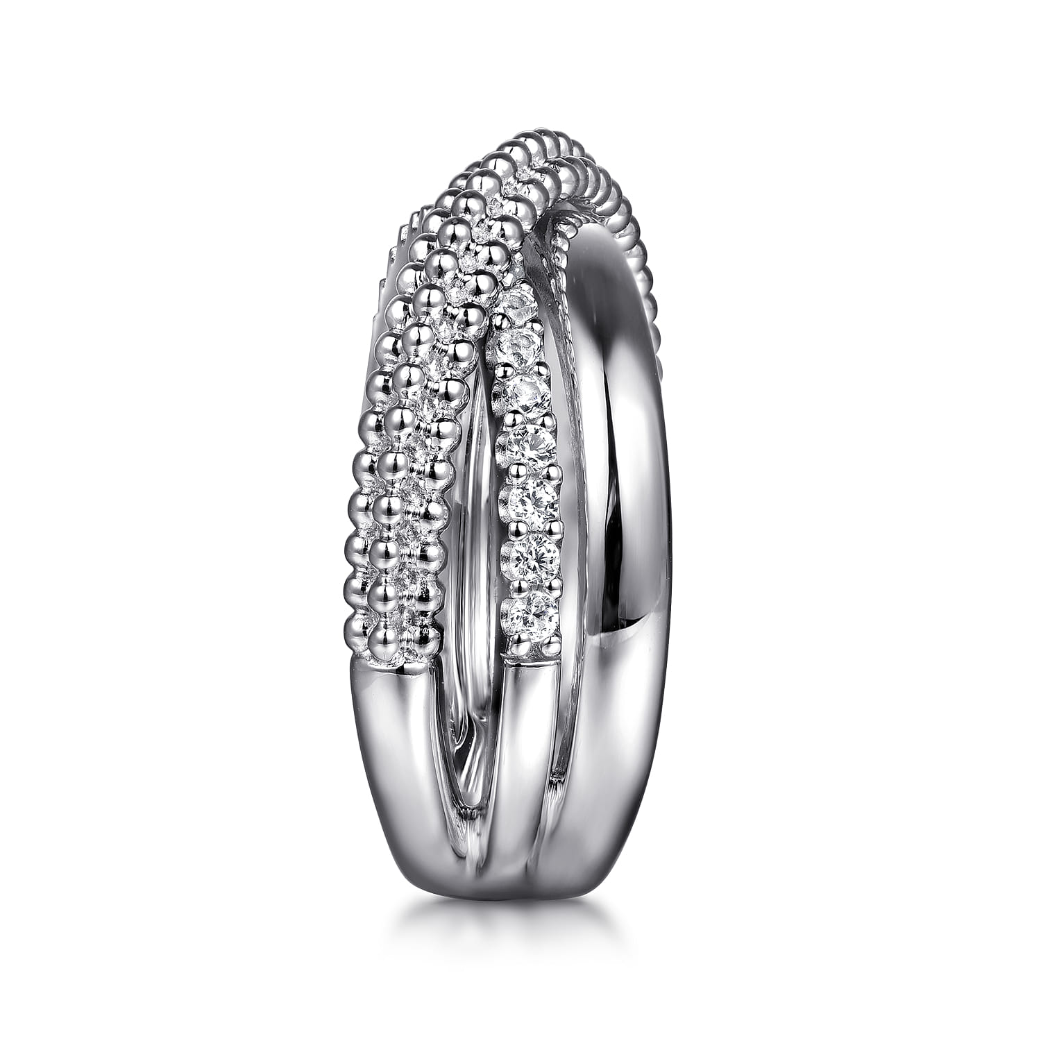 Bujukan White Sapphire Criss Cross Ring in Sterling Silver, photograph 4