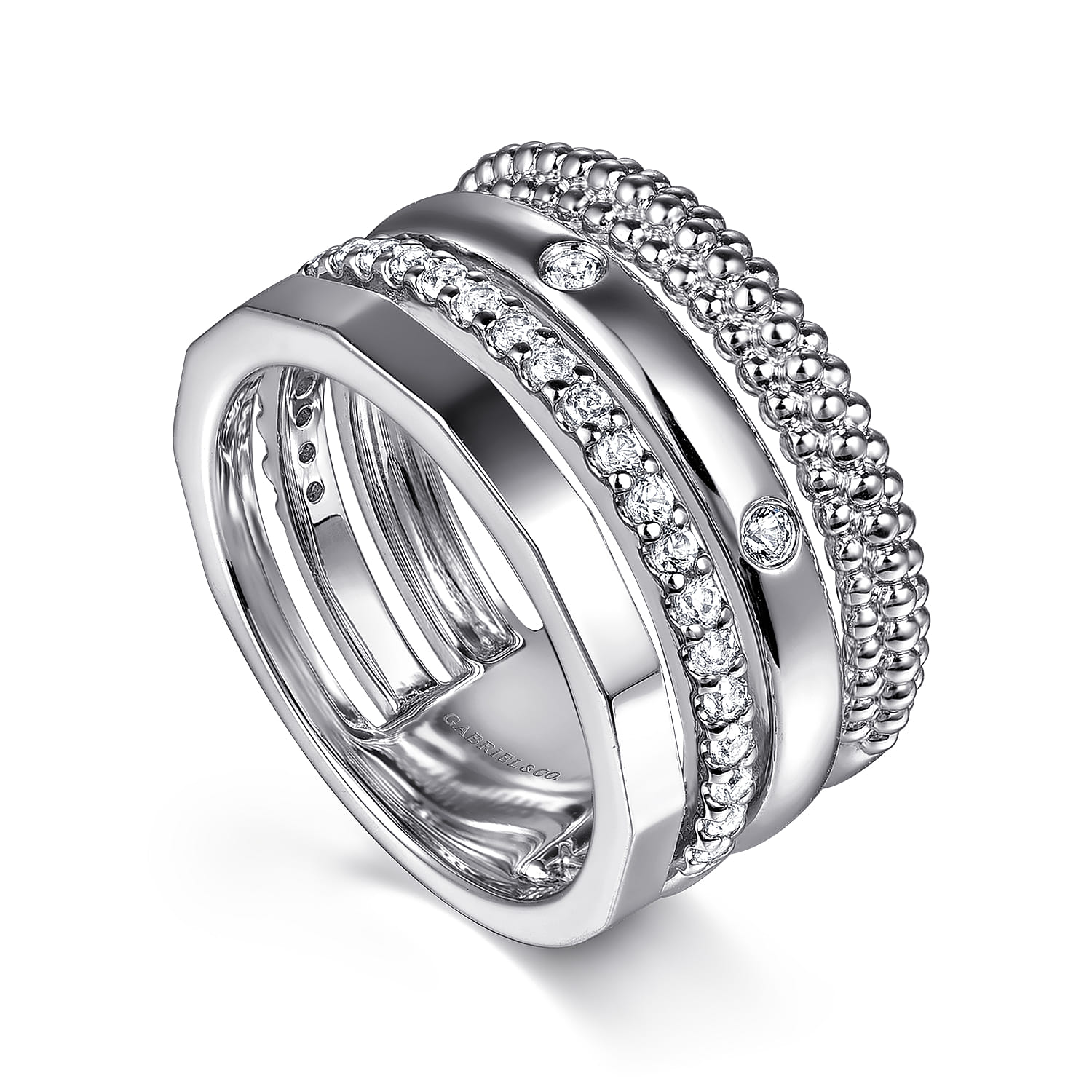 Bujukan White Sapphire Easy Stackable Ring in Sterling Silver, photograph 3