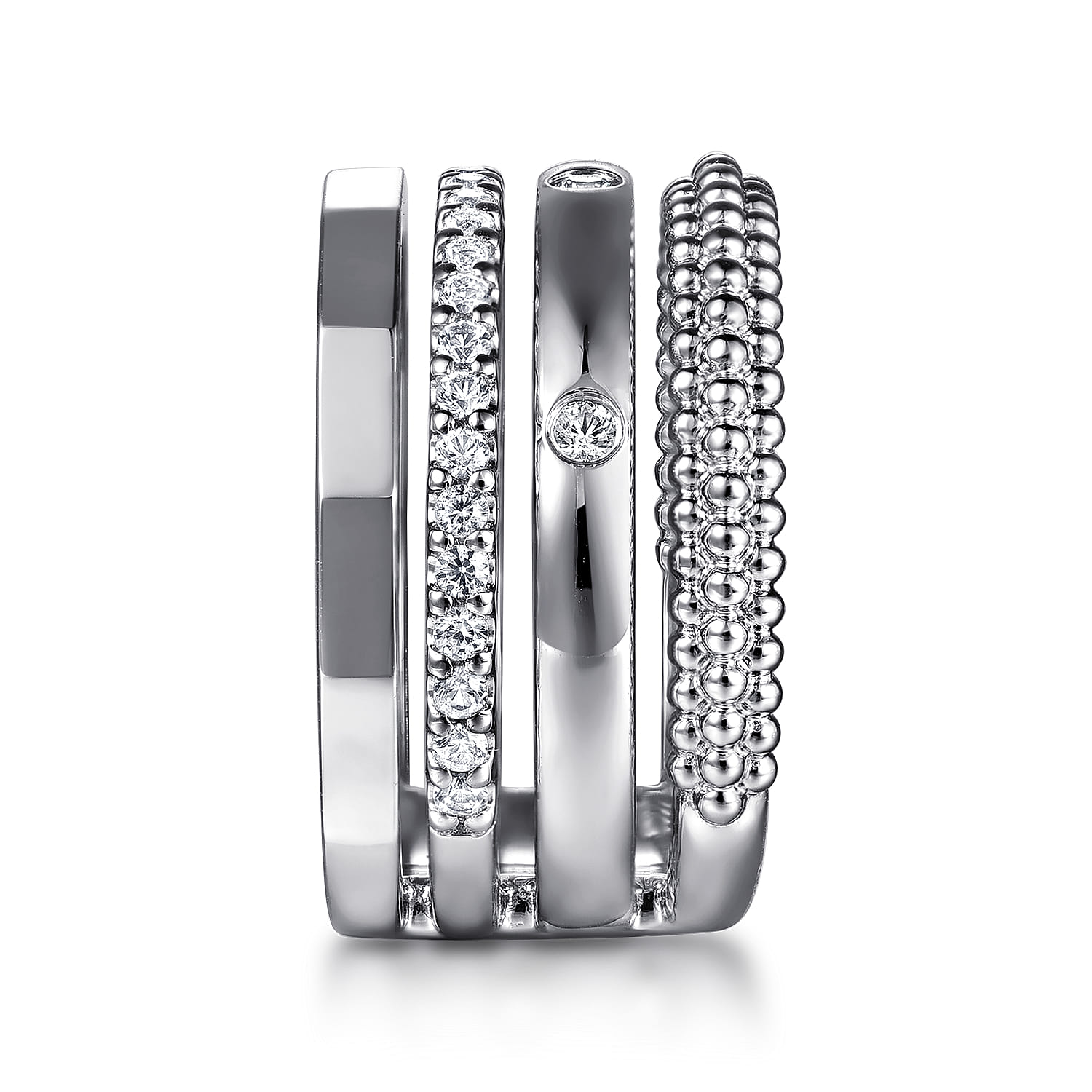 Bujukan White Sapphire Easy Stackable Ring in Sterling Silver, photograph 4