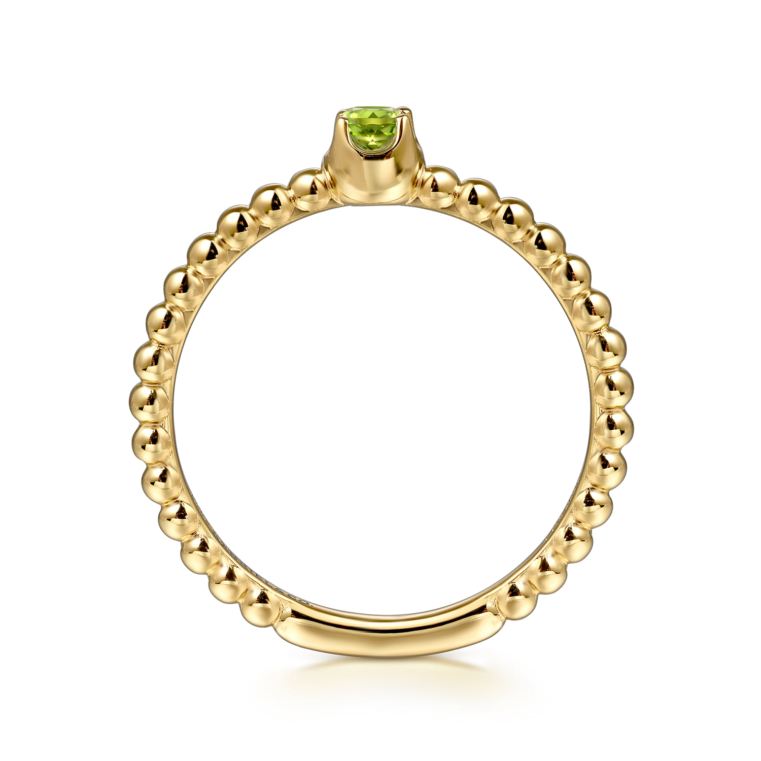 Peridot Stackable Promise Ring in 14K Yellow Gold, photograph 2