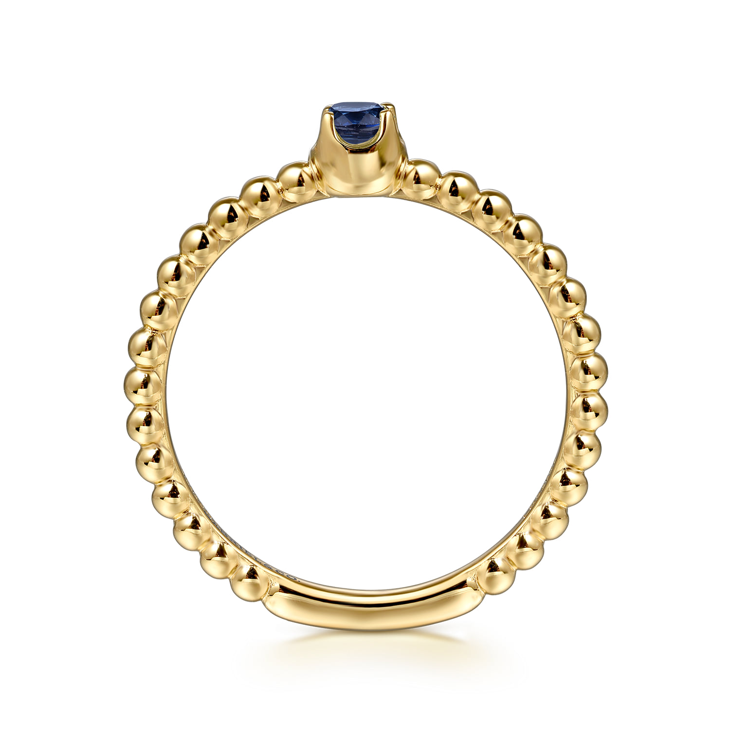 Sapphire Beaded Stackable Promise Ring in 14K Yellow Gold, photograph 2