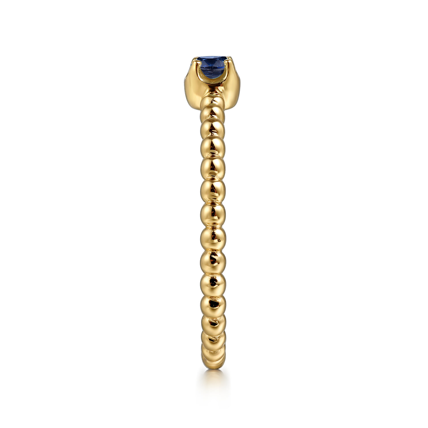 Sapphire Beaded Stackable Promise Ring in 14K Yellow Gold, photograph 4