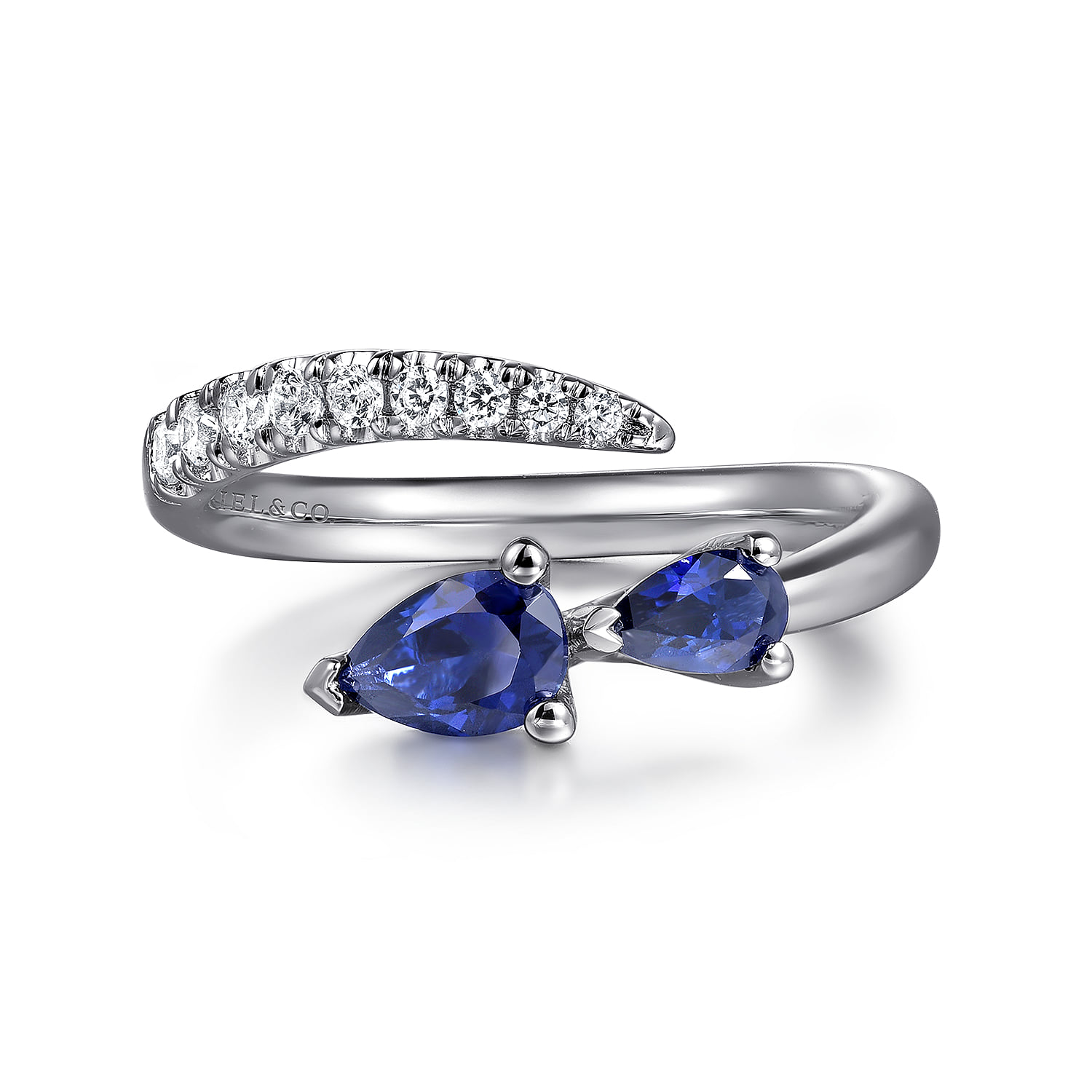 Diamond and Sapphire Bypass Ring