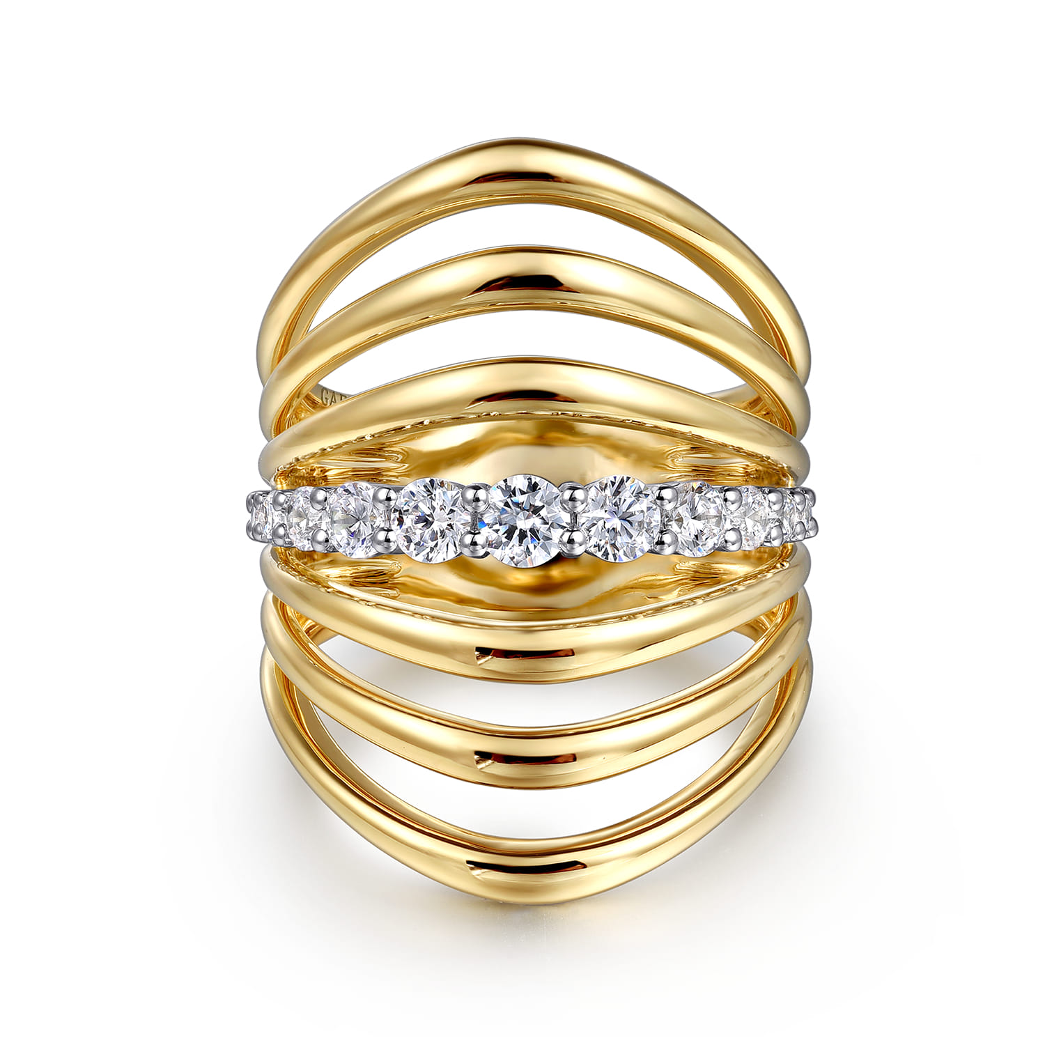 Diamond Wide Band Ring in 14K White/Yellow Gold