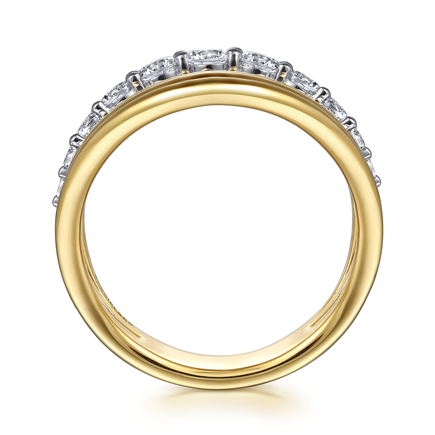 Diamond Wide Band Ring in 14K White/Yellow Gold, photograph 2