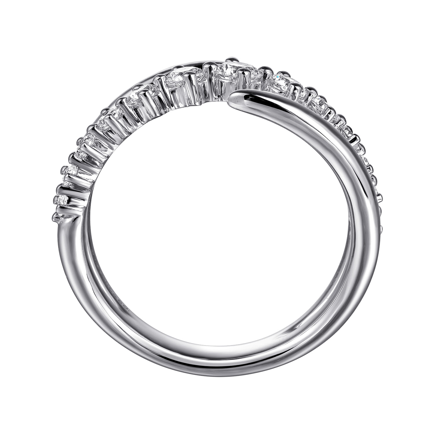 Diamond Bypass Ring in 14K White Gold, photograph 2