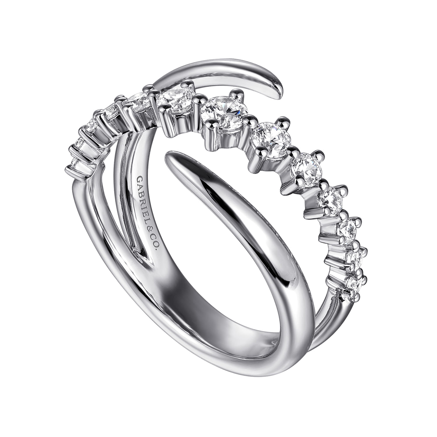 Diamond Bypass Ring in 14K White Gold, photograph 3