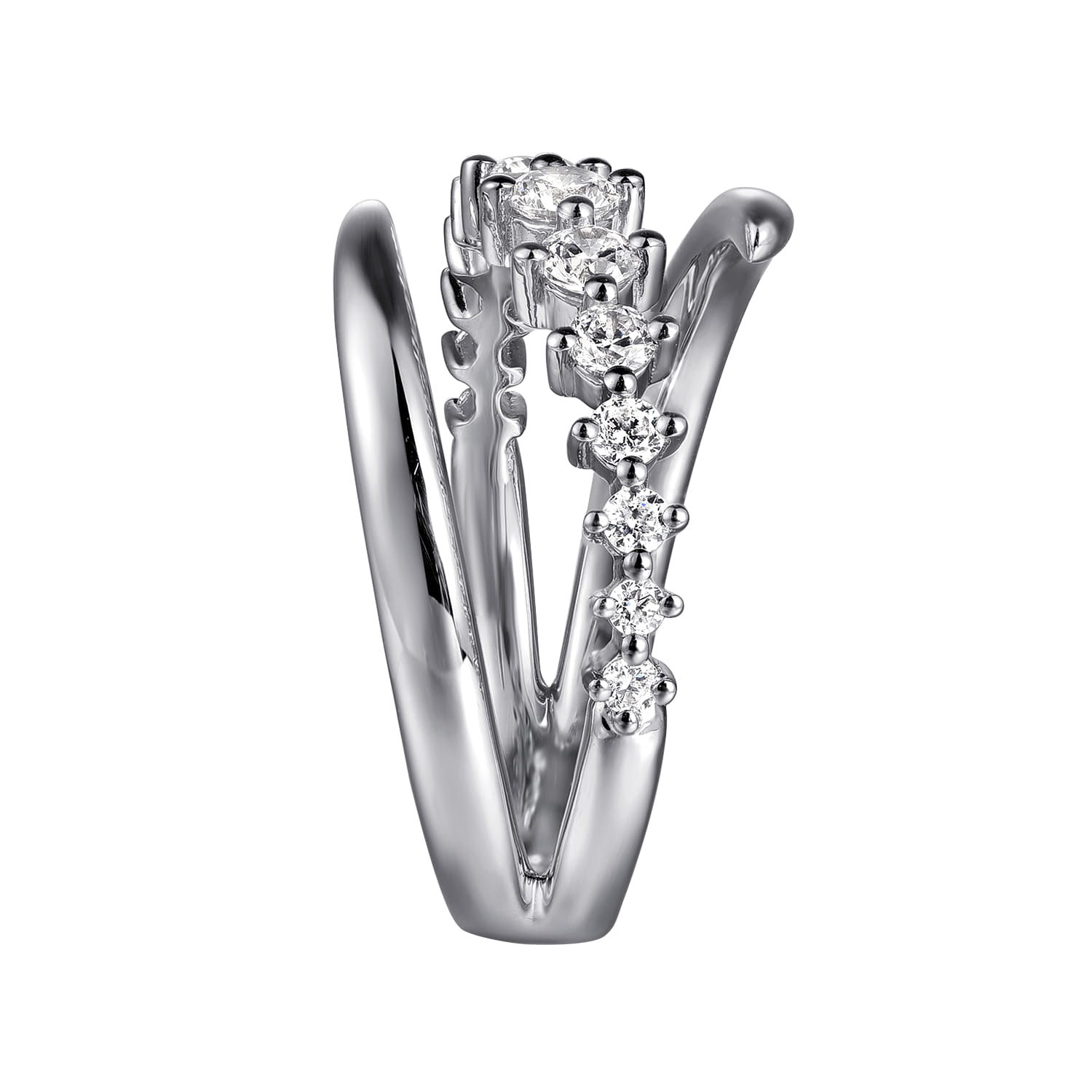 Diamond Bypass Ring in 14K White Gold, photograph 4