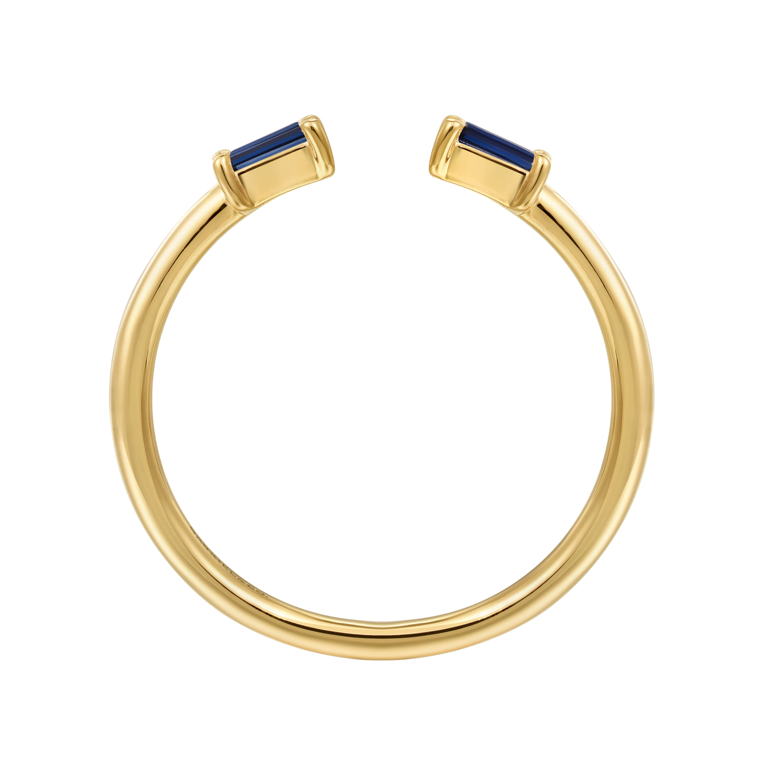 Blue Sapphire Baguette Stackable Ladies Ring in 14K Yellow Gold, photograph 2