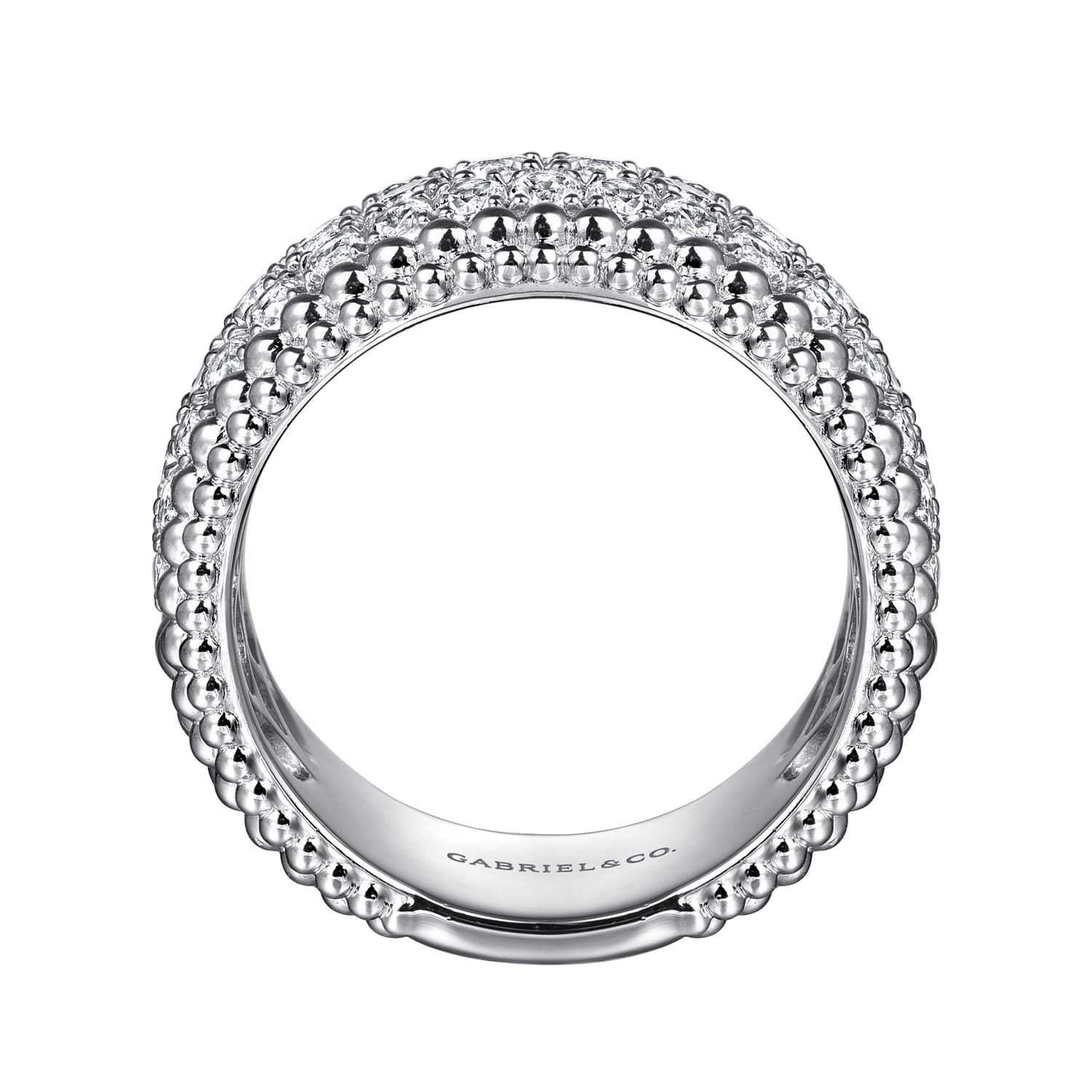 Bujukan White Sapphire Wide Band Ring in Sterling Silver, photograph 2