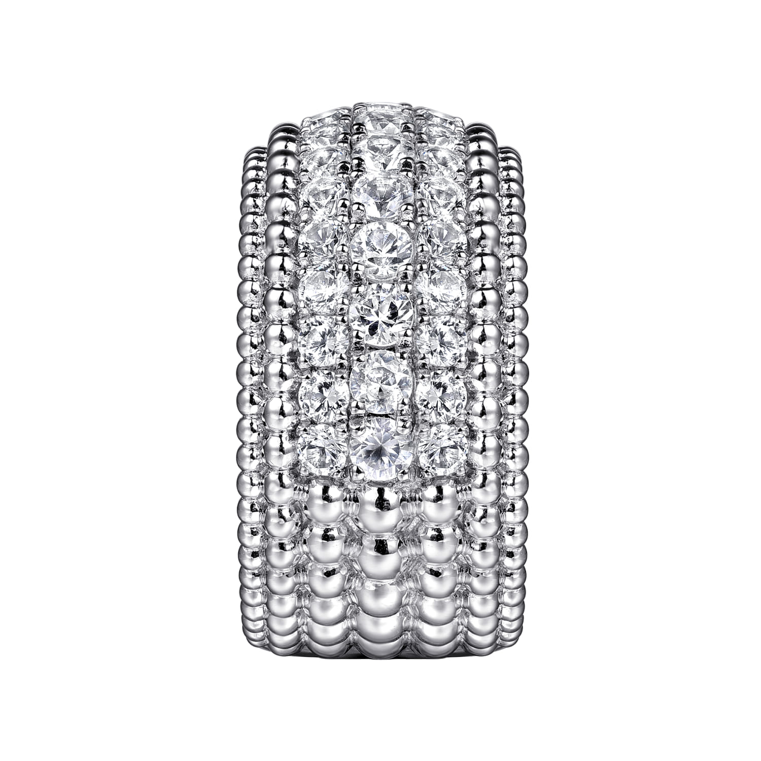 Bujukan White Sapphire Wide Band Ring in Sterling Silver, photograph 4