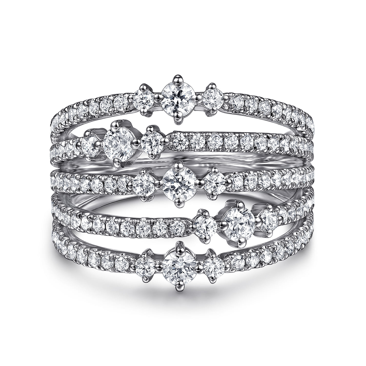 Diamond Wide Band Ring in 14K White Gold