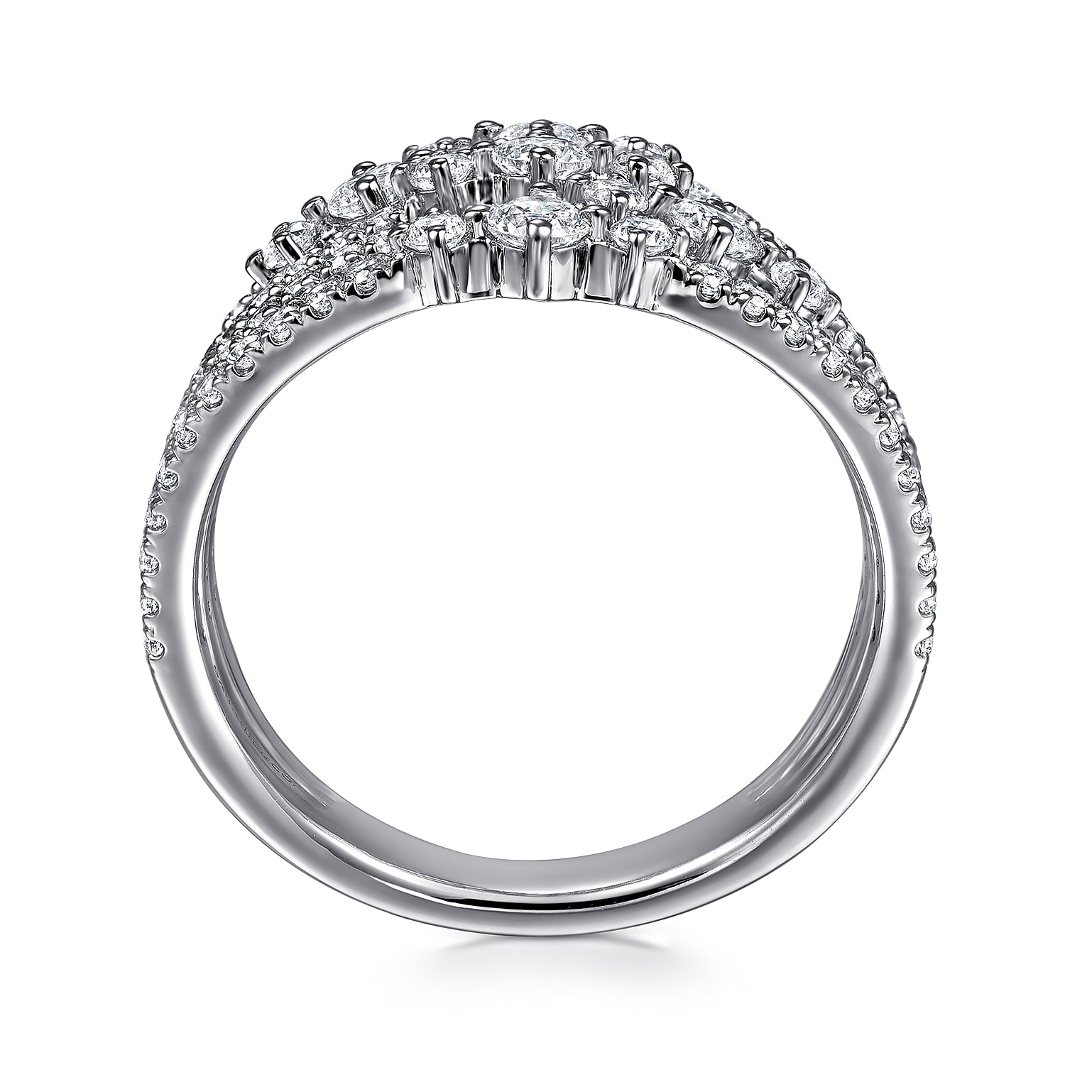 Diamond Wide Band Ring in 14K White Gold, photograph 2
