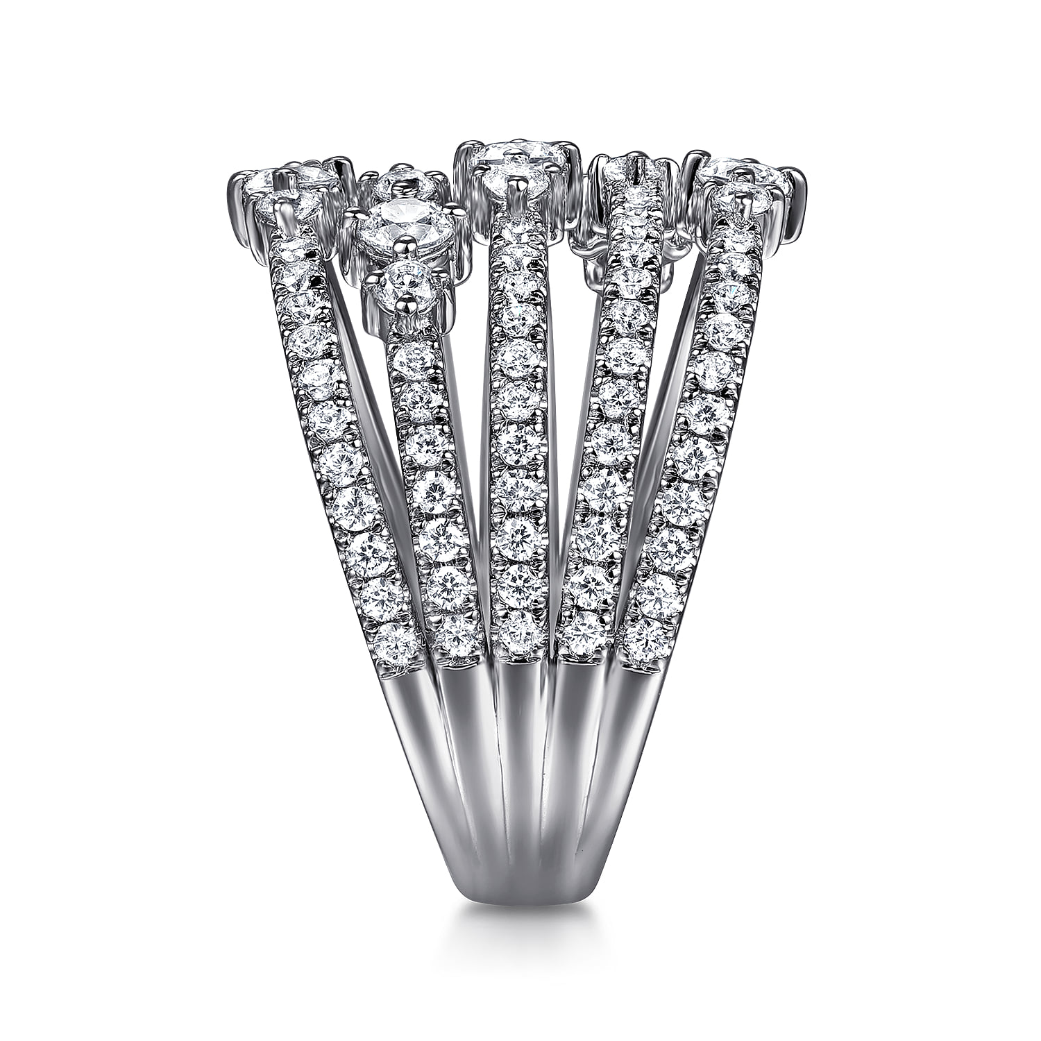 Diamond Wide Band Ring in 14K White Gold, photograph 4