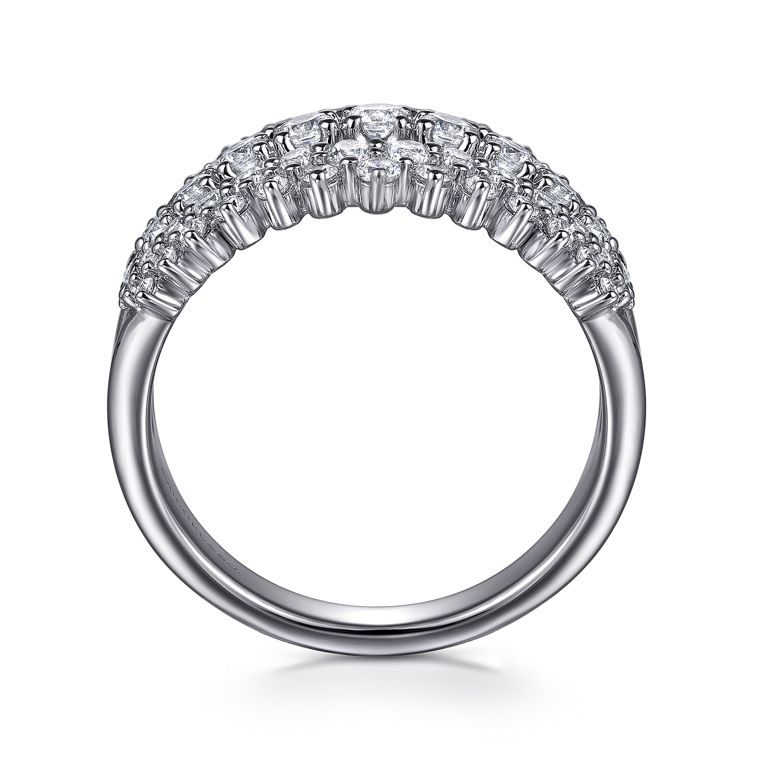 Graduating Diamond Wide Band Ring in 14K White Gold, photograph 2
