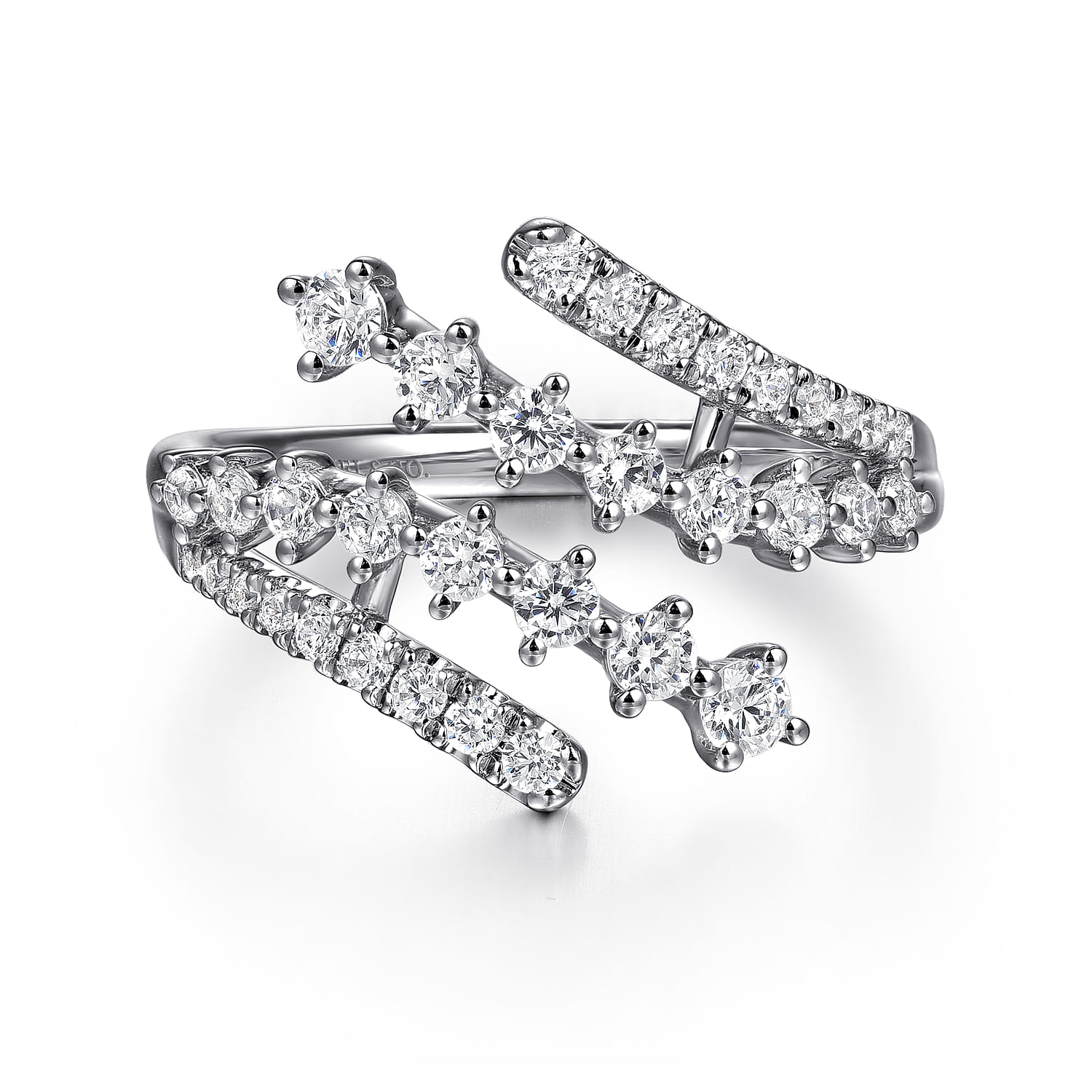 Multi Row Graduating Diamond Bypass Ring