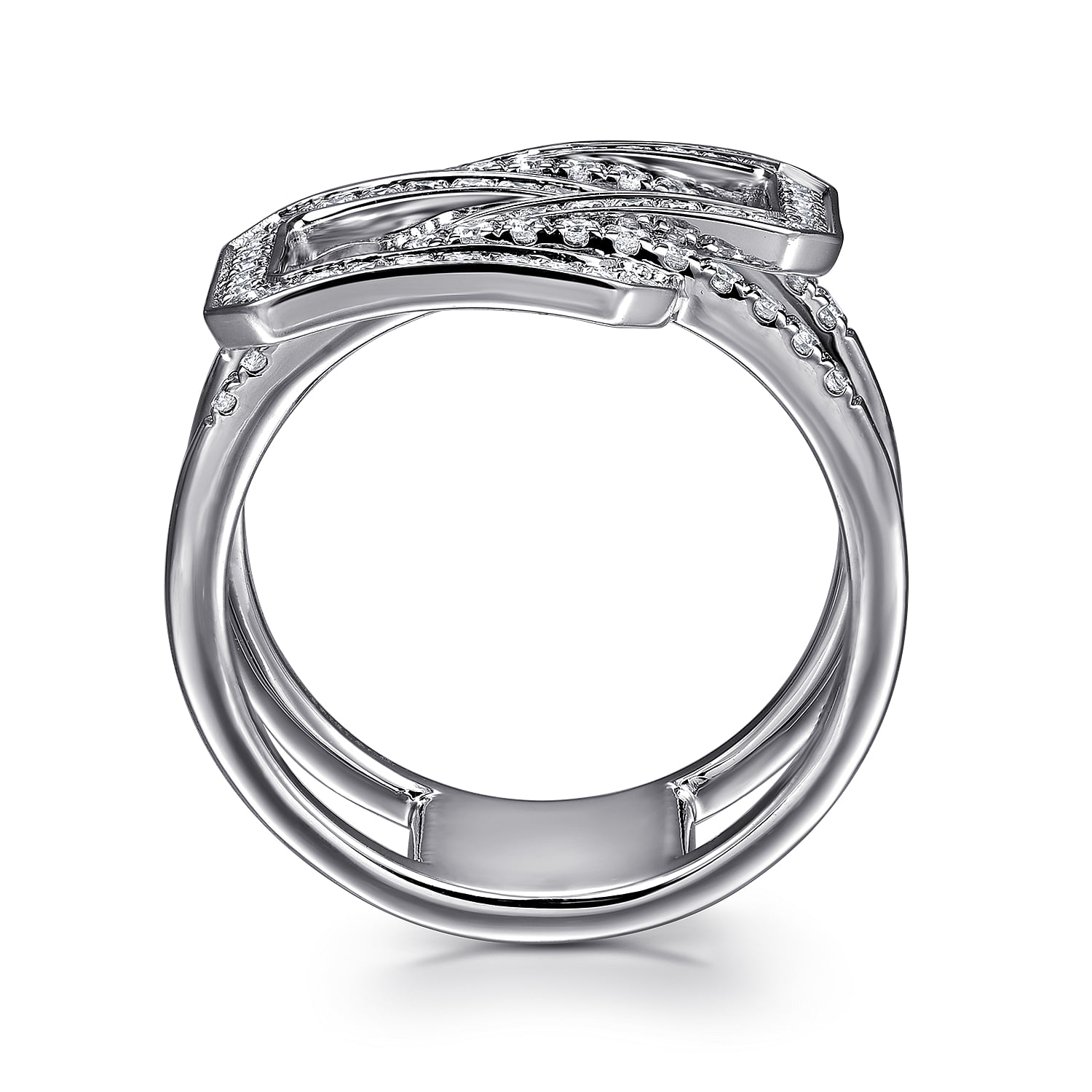 Diamond Interlocking Retangle Ring in 14K White Gold, photograph 2