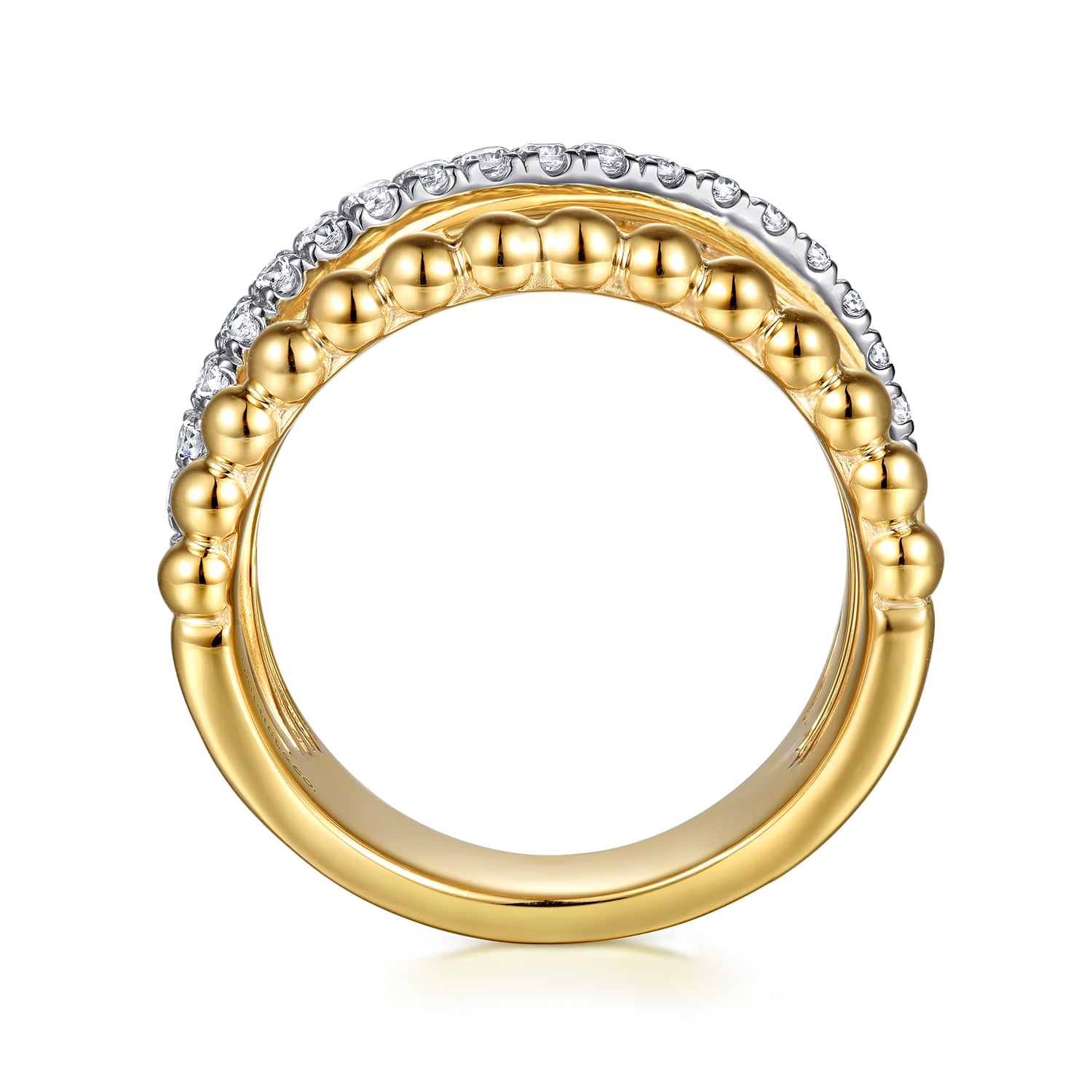 Bujukan Diamond Wide Band Ring in 14K Yellow Gold, photograph 2