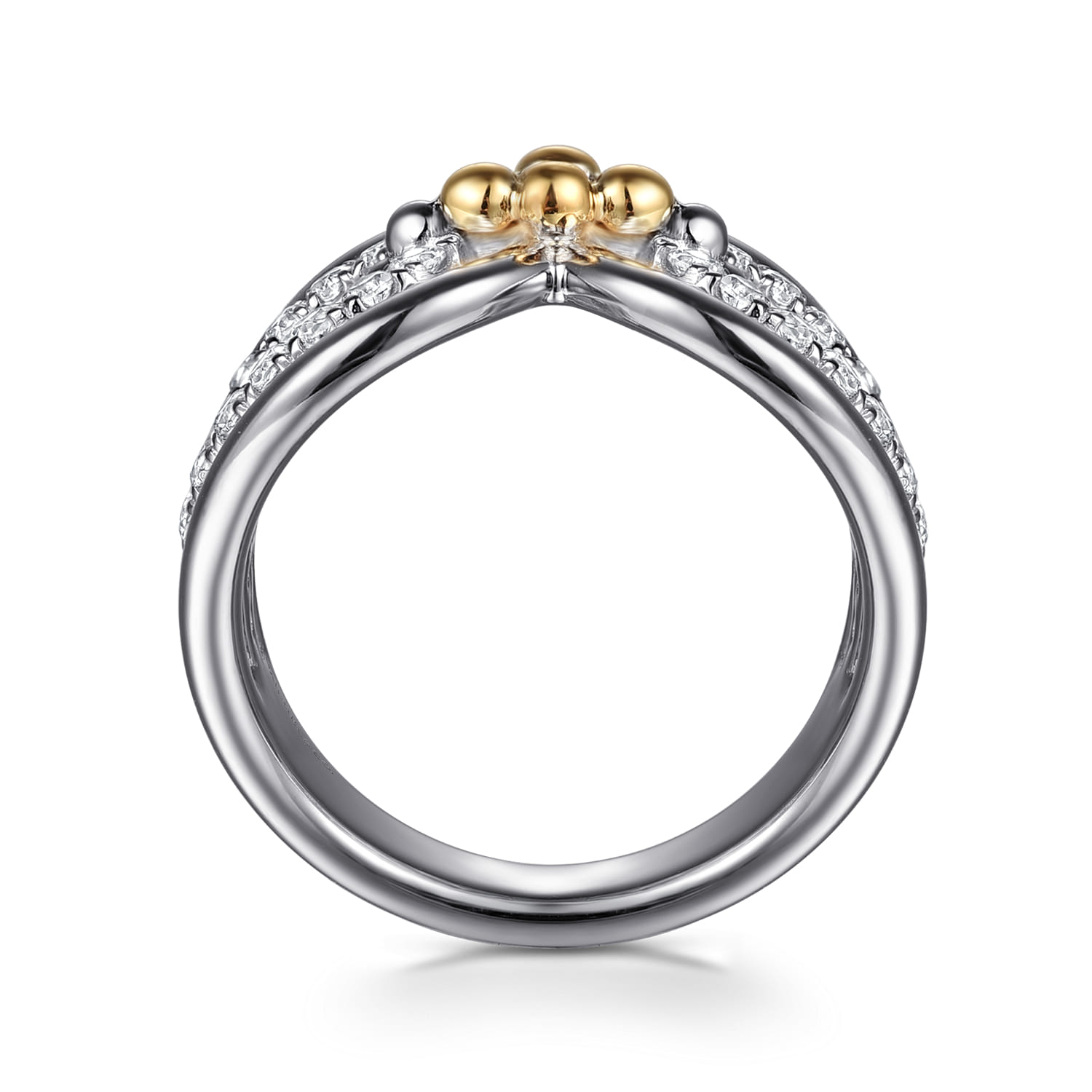 and Bujukan White Sapphire Link Ring in Sterling Silver & 14K Yellow Gold, photograph 2