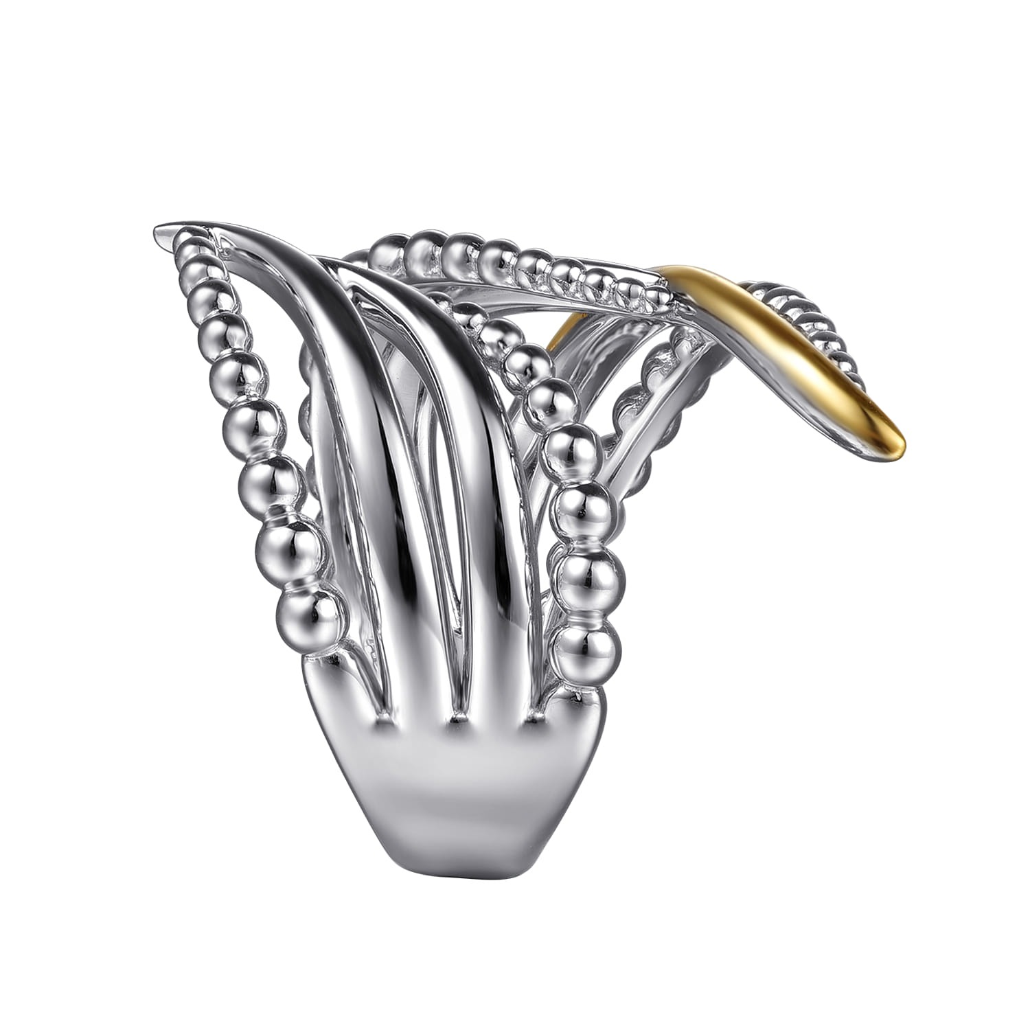 and Bujukan Multiple Row Bypass Ring in 14K Yellow Gold, photograph 4