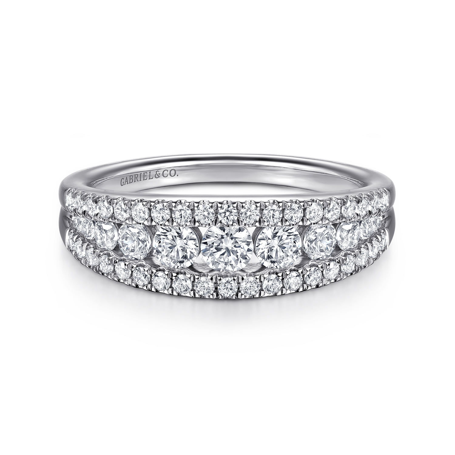 Graduating Diamond Wide Band Ring