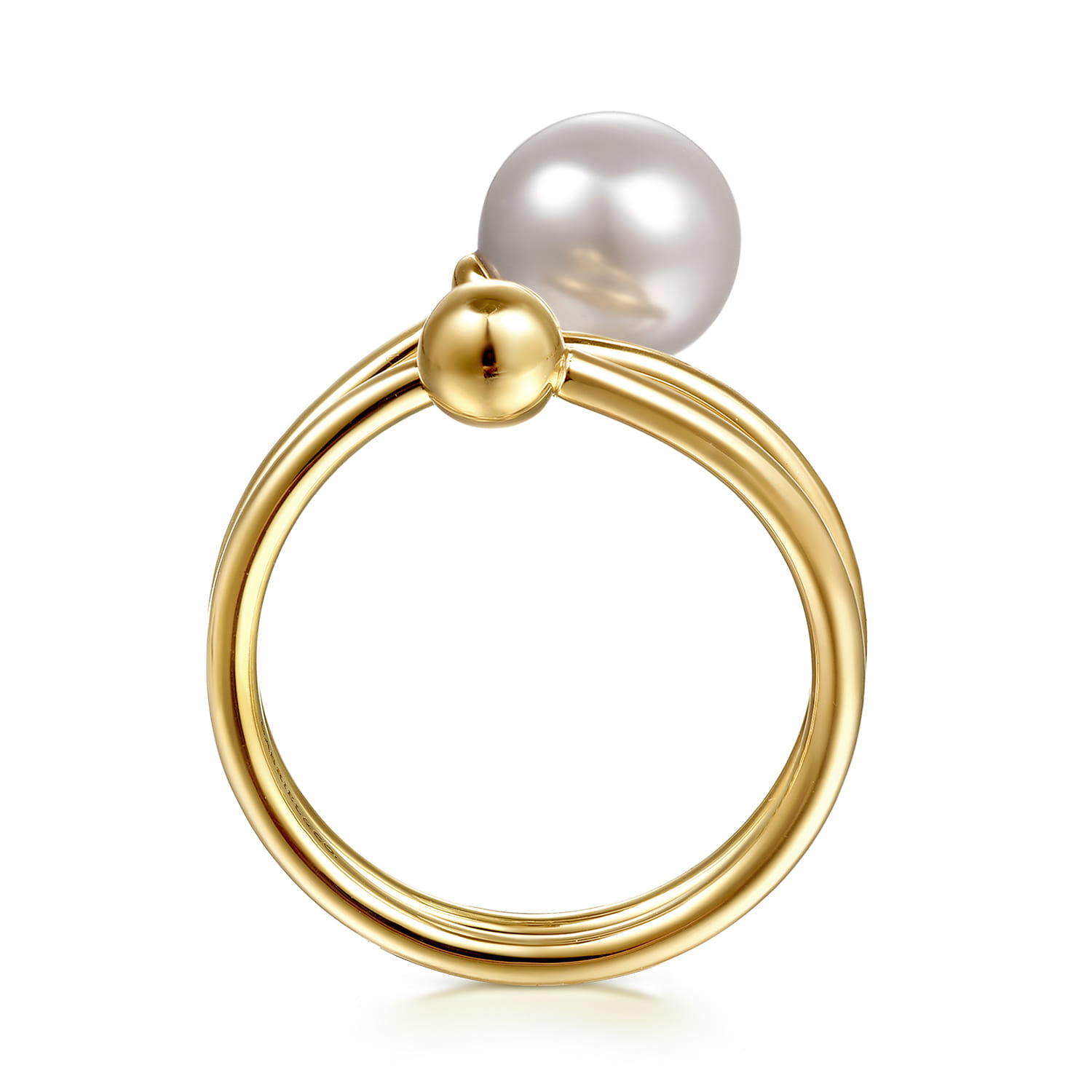 Bujukan Beads and Pearl Bypass Ring in 14K Yellow Gold, photograph 2