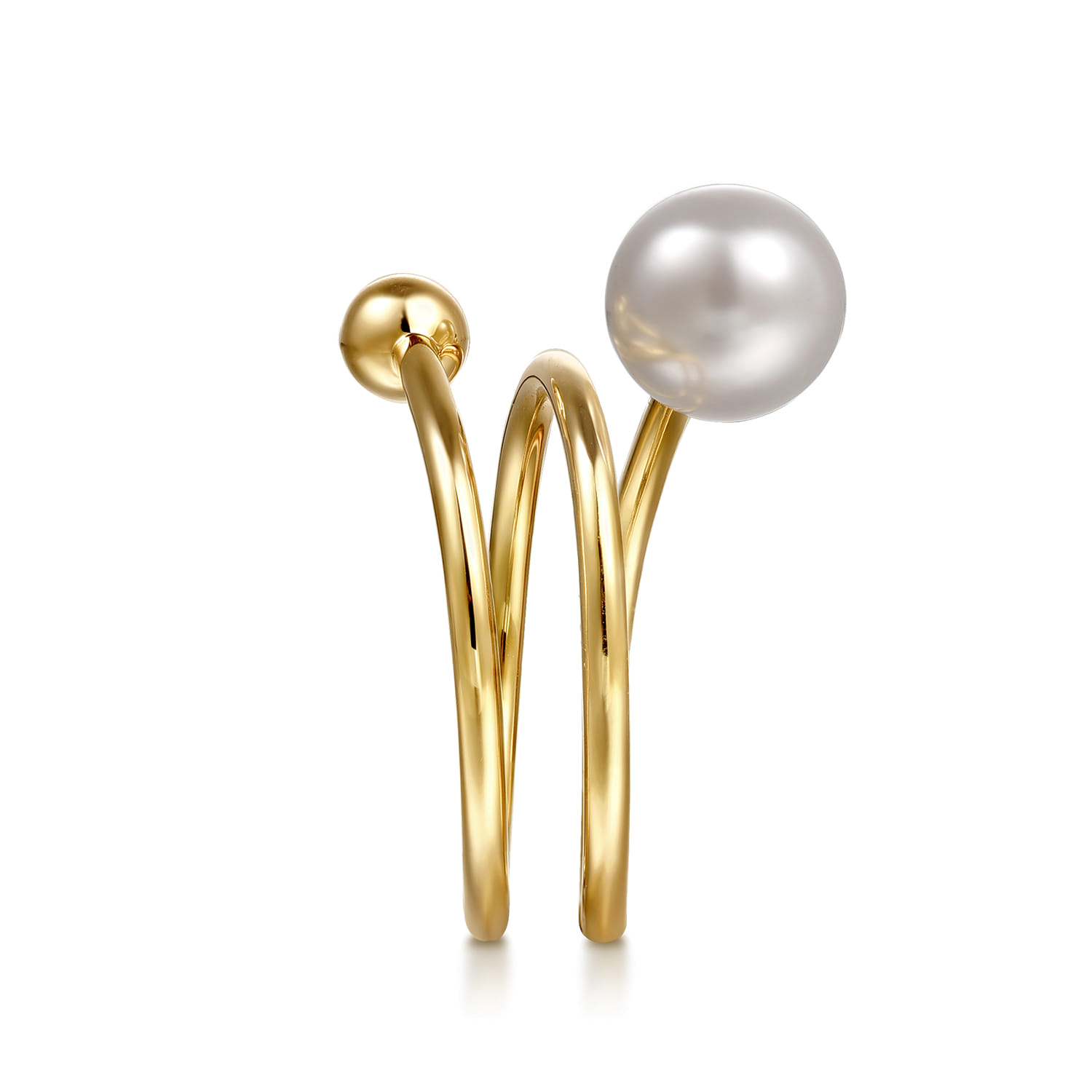 Bujukan Beads and Pearl Bypass Ring in 14K Yellow Gold, photograph 4