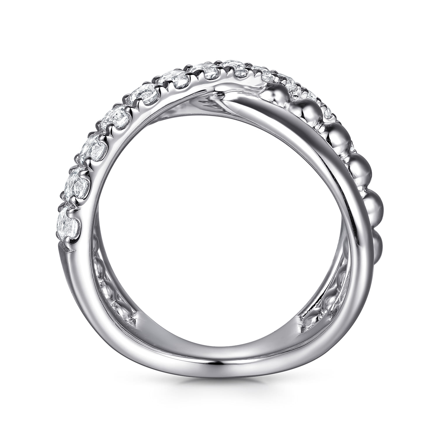 Bujukan and White Sapphire Cris Cross Ladies Ring in Sterling Silver, photograph 2