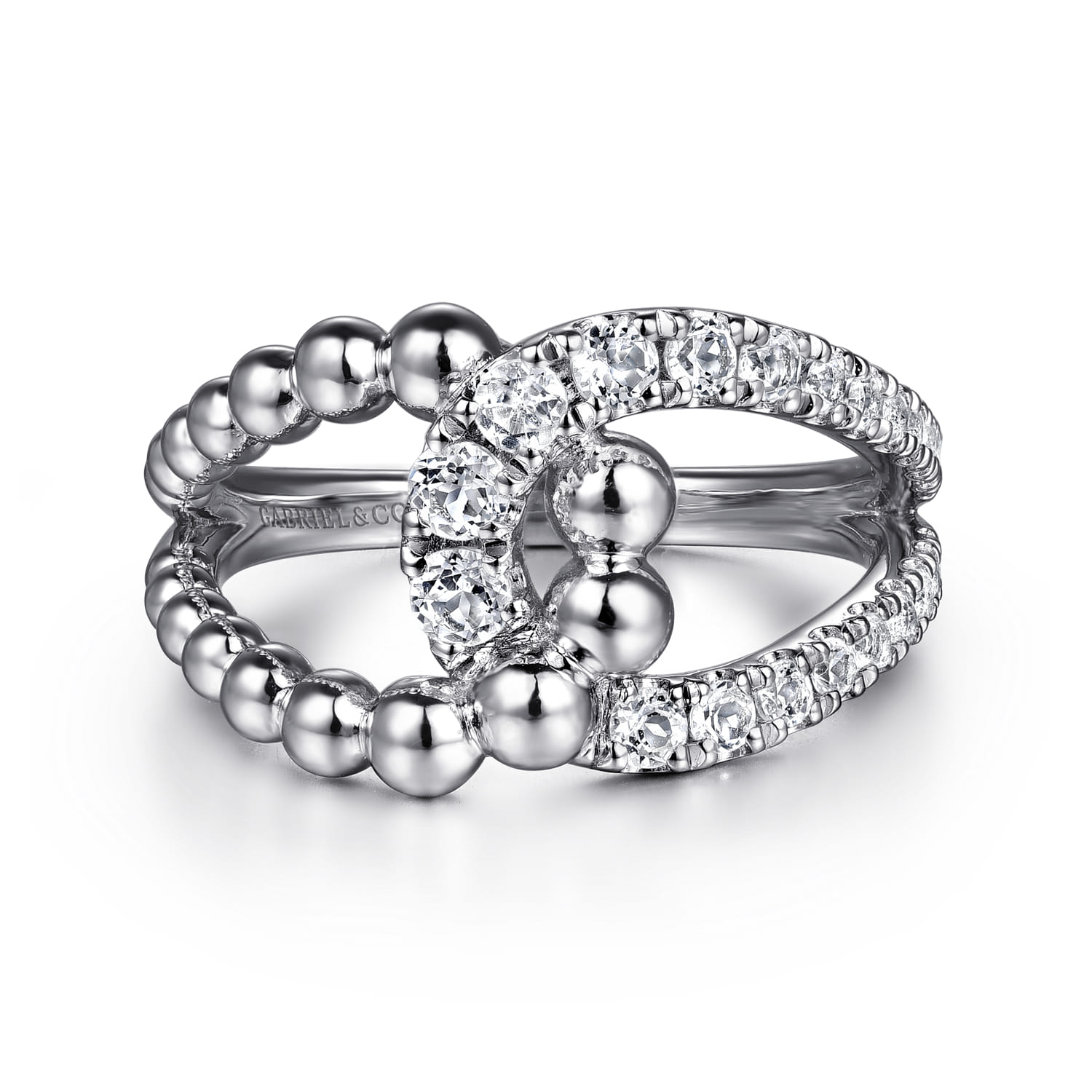 Bujukan and White Sapphire Interlocking Ladies Ring