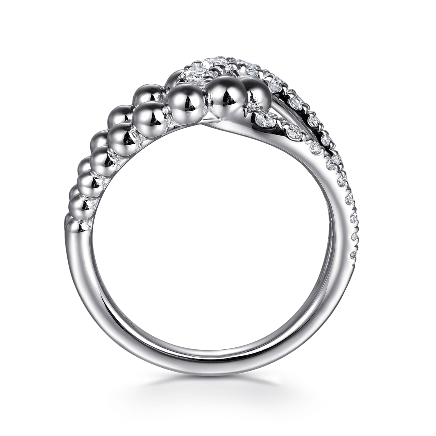 Bujukan and White Sapphire Interlocking Ladies Ring in Sterling Silver, photograph 2