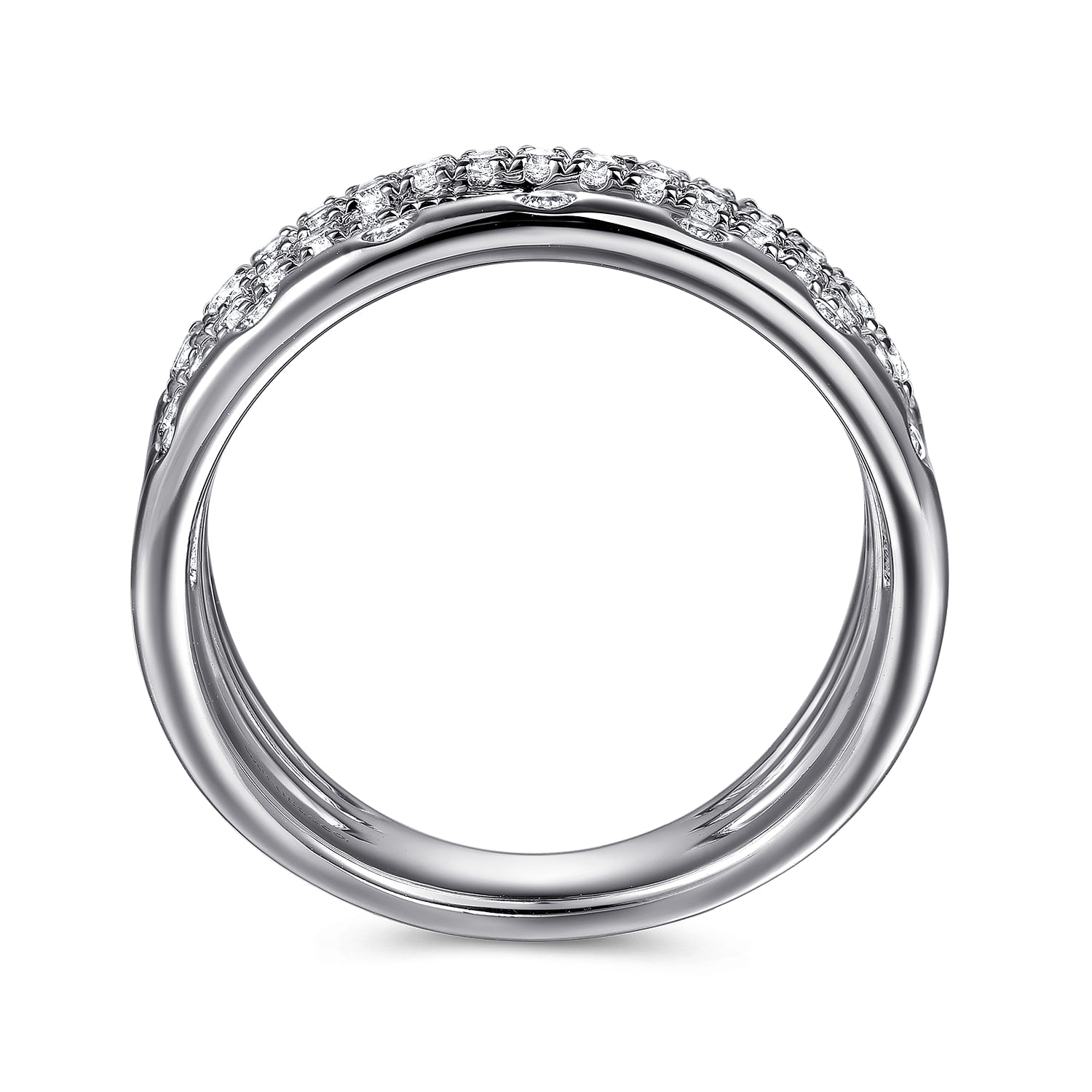 Graduating Diamond Spike Easy Stackable Ring in 14K White Gold, photograph 2