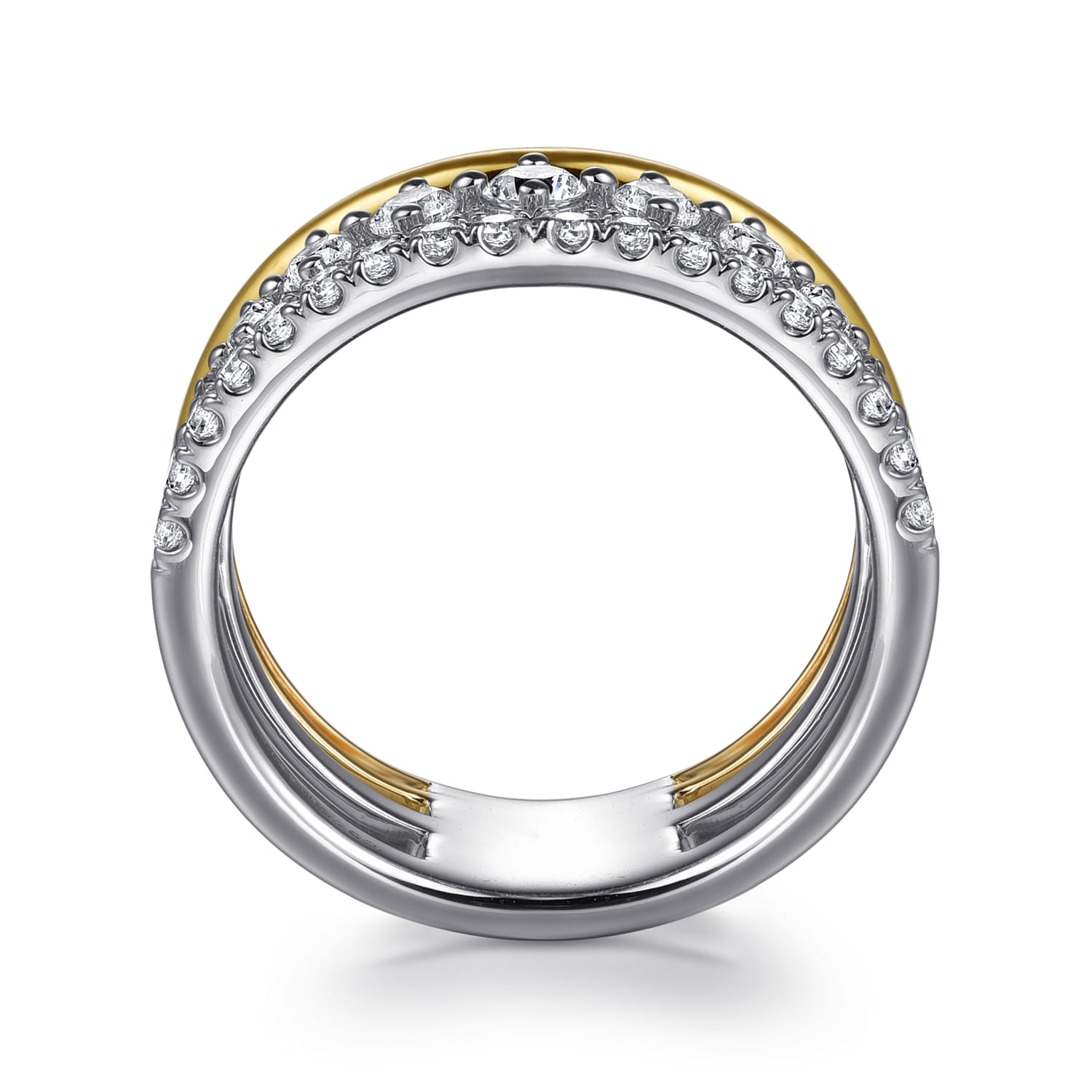 Diamond Easy Stackable Ring in 14K White/Yellow Gold, photograph 2
