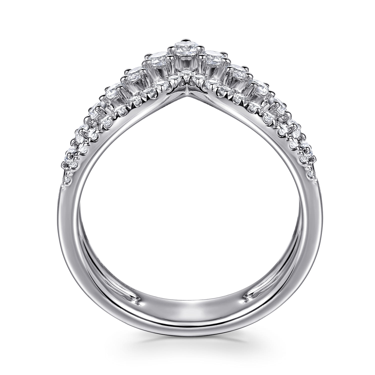 Graduating Diamond Chevron Ring in 14K White Gold, photograph 2