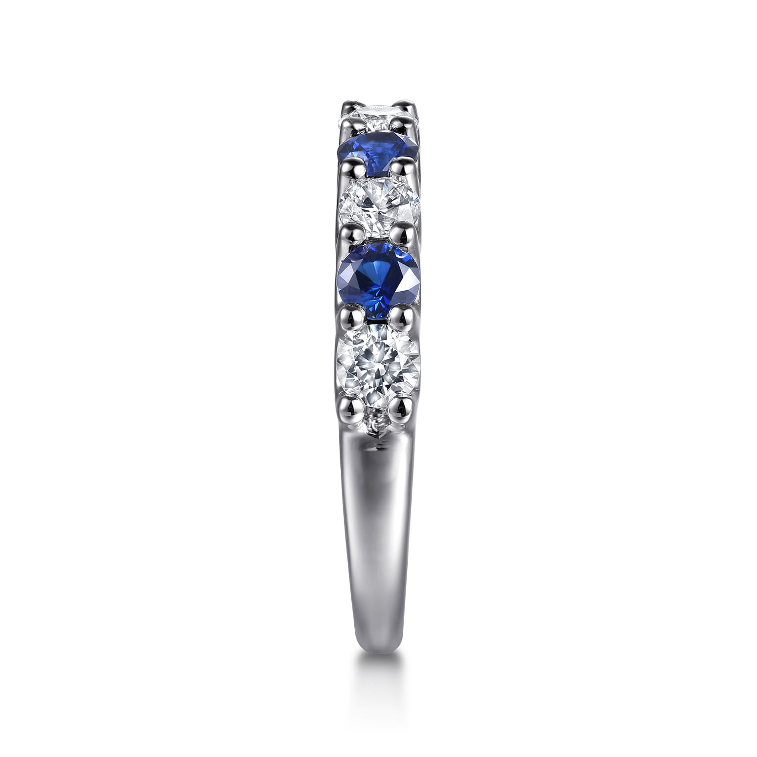 Diamond and Sapphire Ladies Ring in 14K White Gold, photograph 4