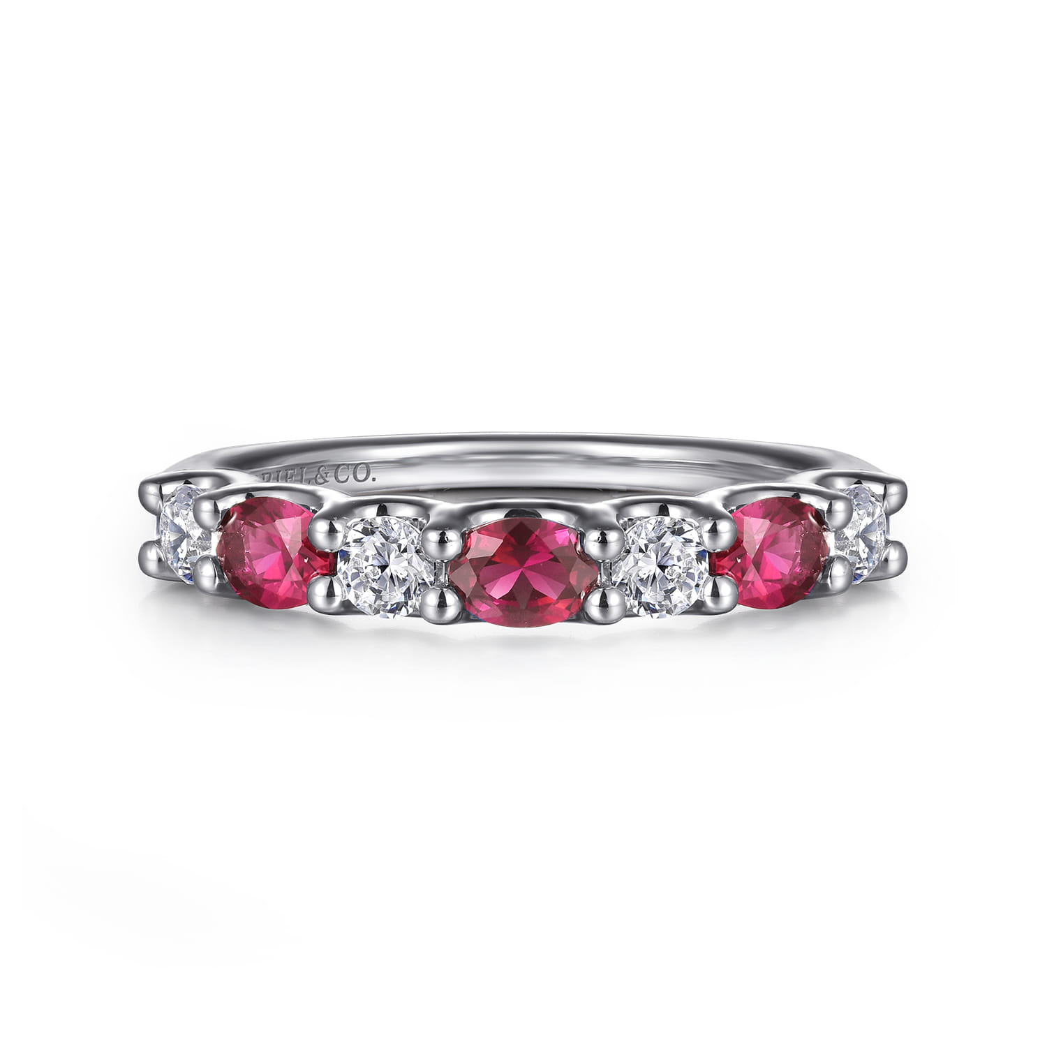 Diamond and Oval Ruby Band Ring