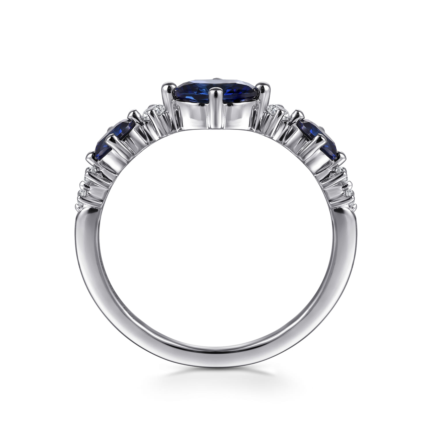 Diamond and Sapphire Ladies Ring in 14K White Gold, photograph 2