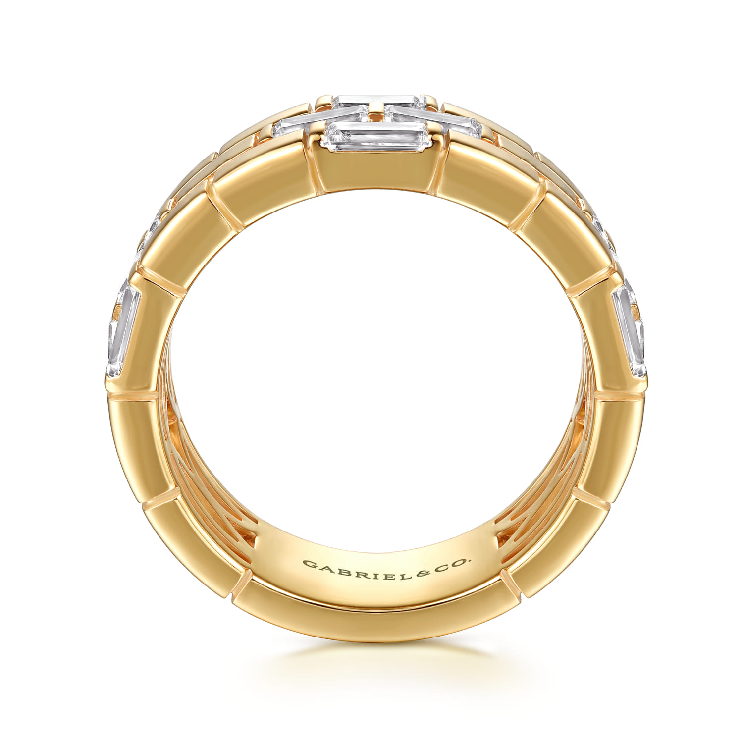 Rectangle Diamond Wide Band Ring in 18K Yellow Gold, photograph 2
