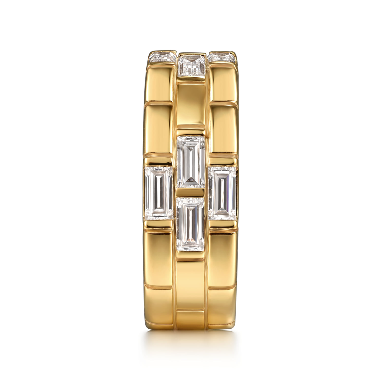 Rectangle Diamond Wide Band Ring in 18K Yellow Gold, photograph 4