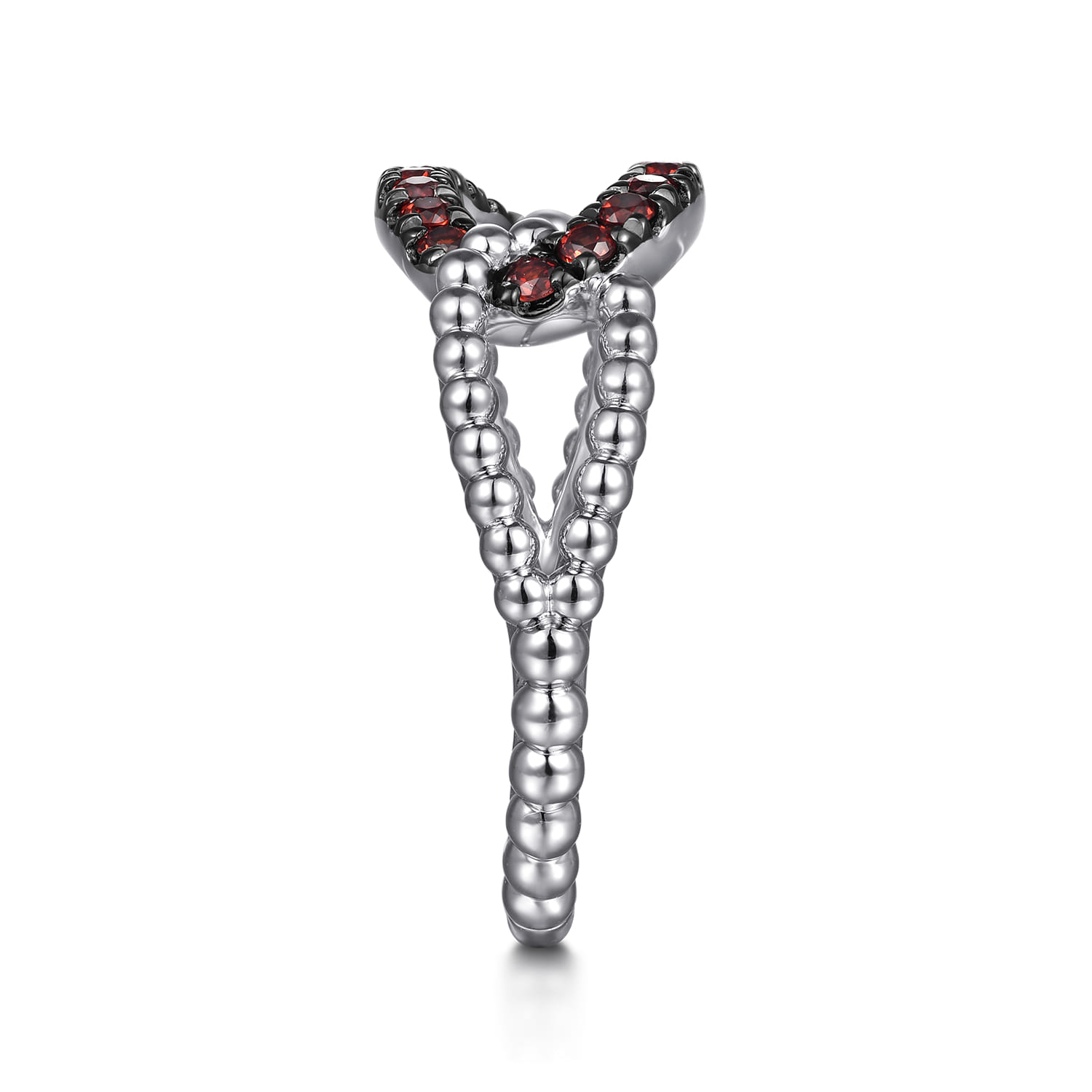 Garnet Bujukan Link Ladies Ring in Sterling Silver, photograph 4