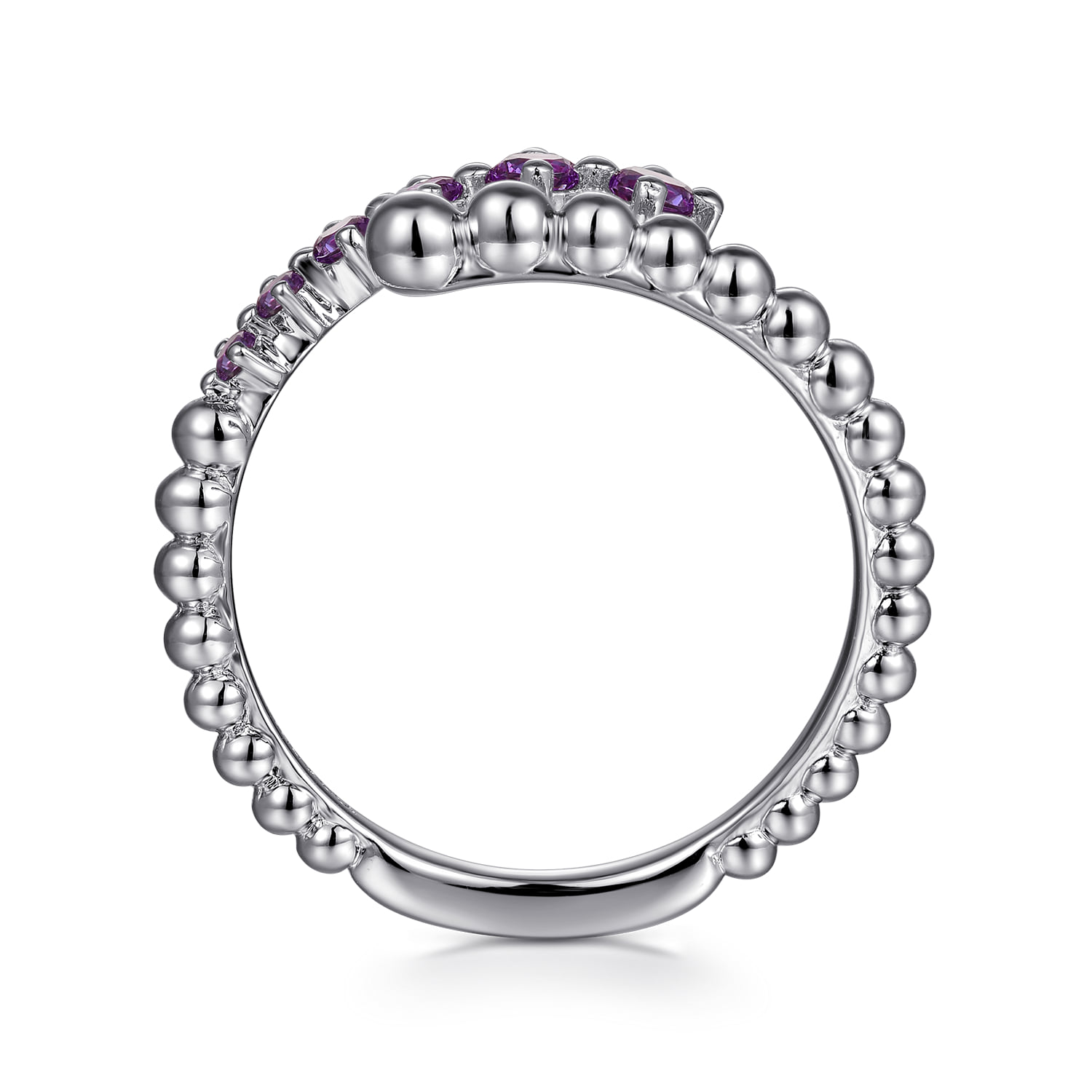 Bujukan and Amethyst Bypass Ring in Sterling Silver, photograph 2