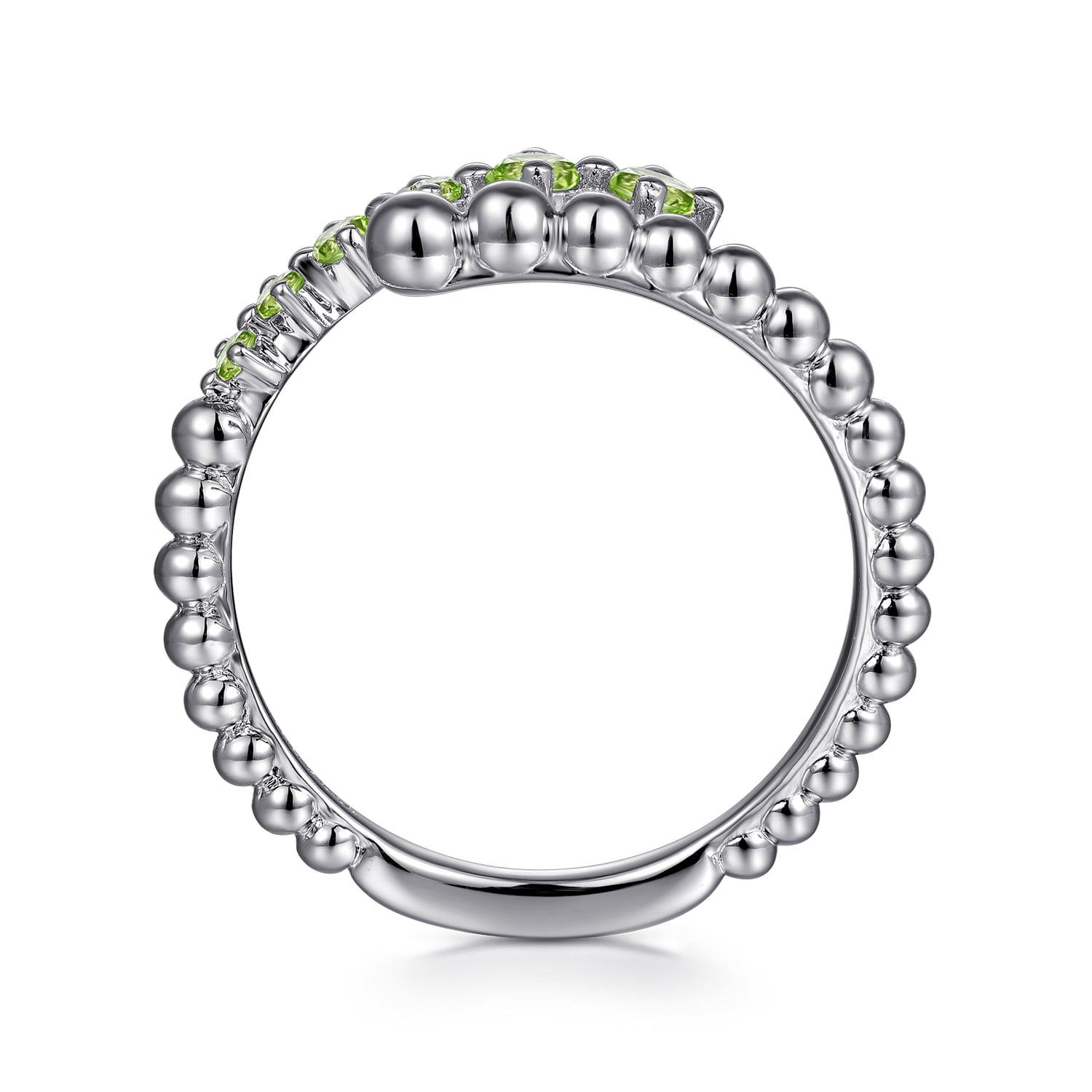 Bujukan and Peridot Bypass Ring in Sterling Silver, photograph 2