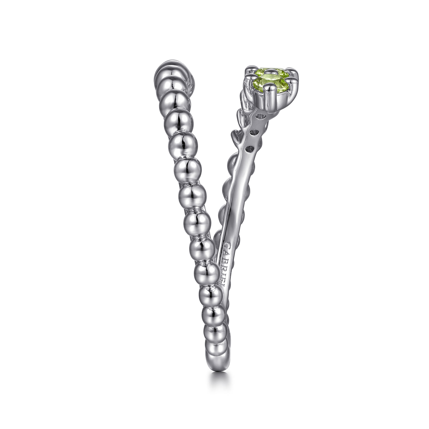 Bujukan and Peridot Bypass Ring in Sterling Silver, photograph 4
