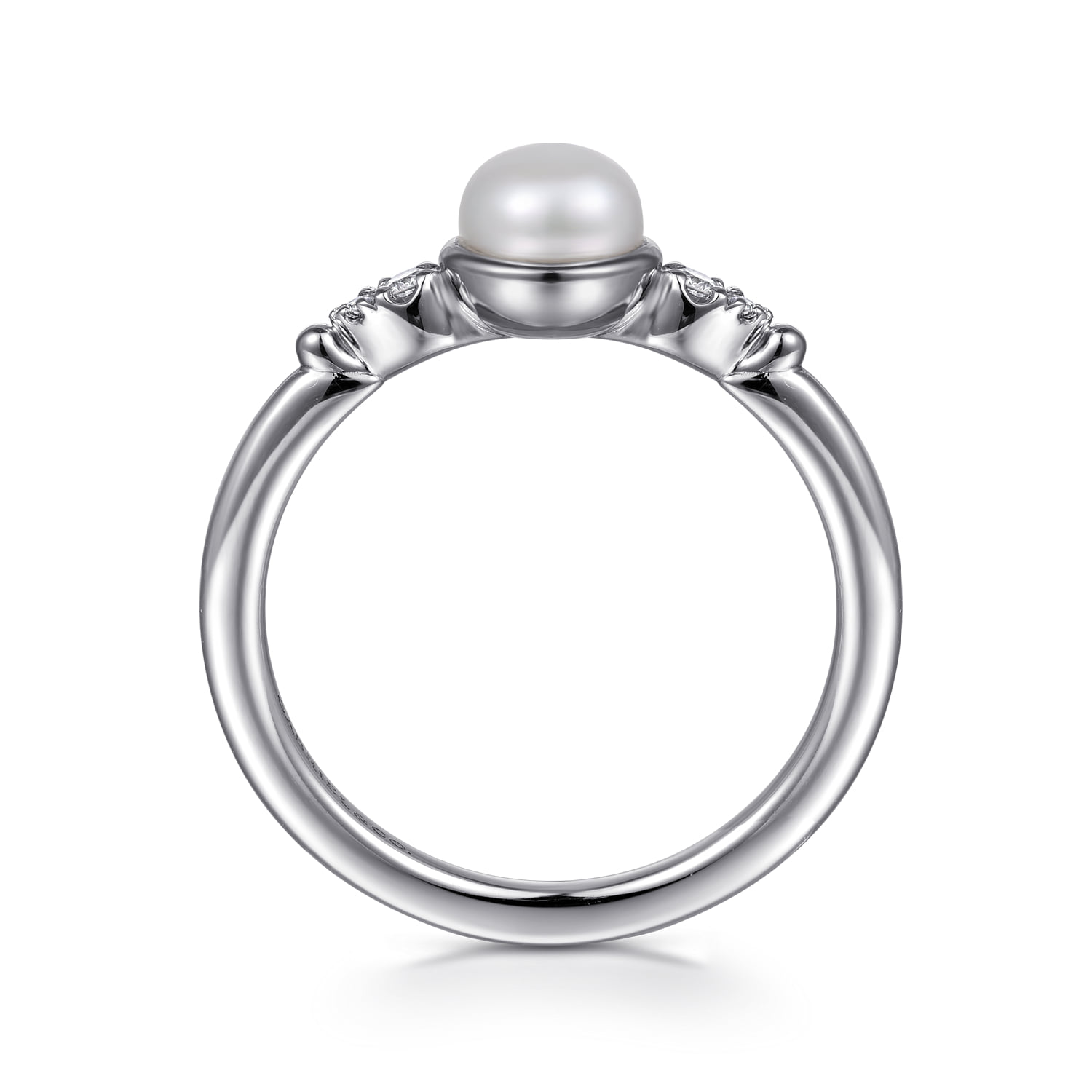 Diamond Bujukan Pearl Ladies Ring in Sterling Silver, photograph 2