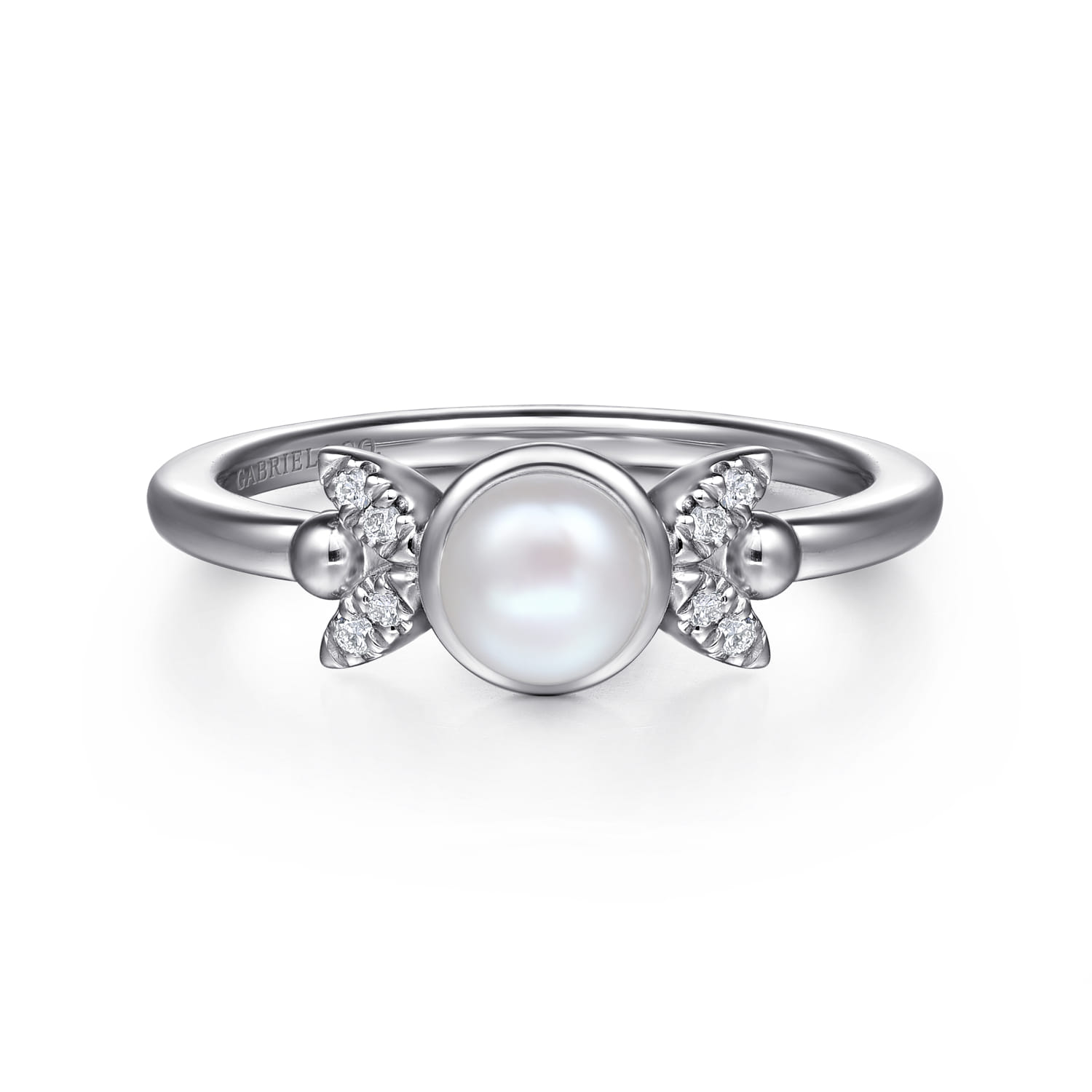Diamond Bujukan Pearl Ladies Ring in Sterling Silver